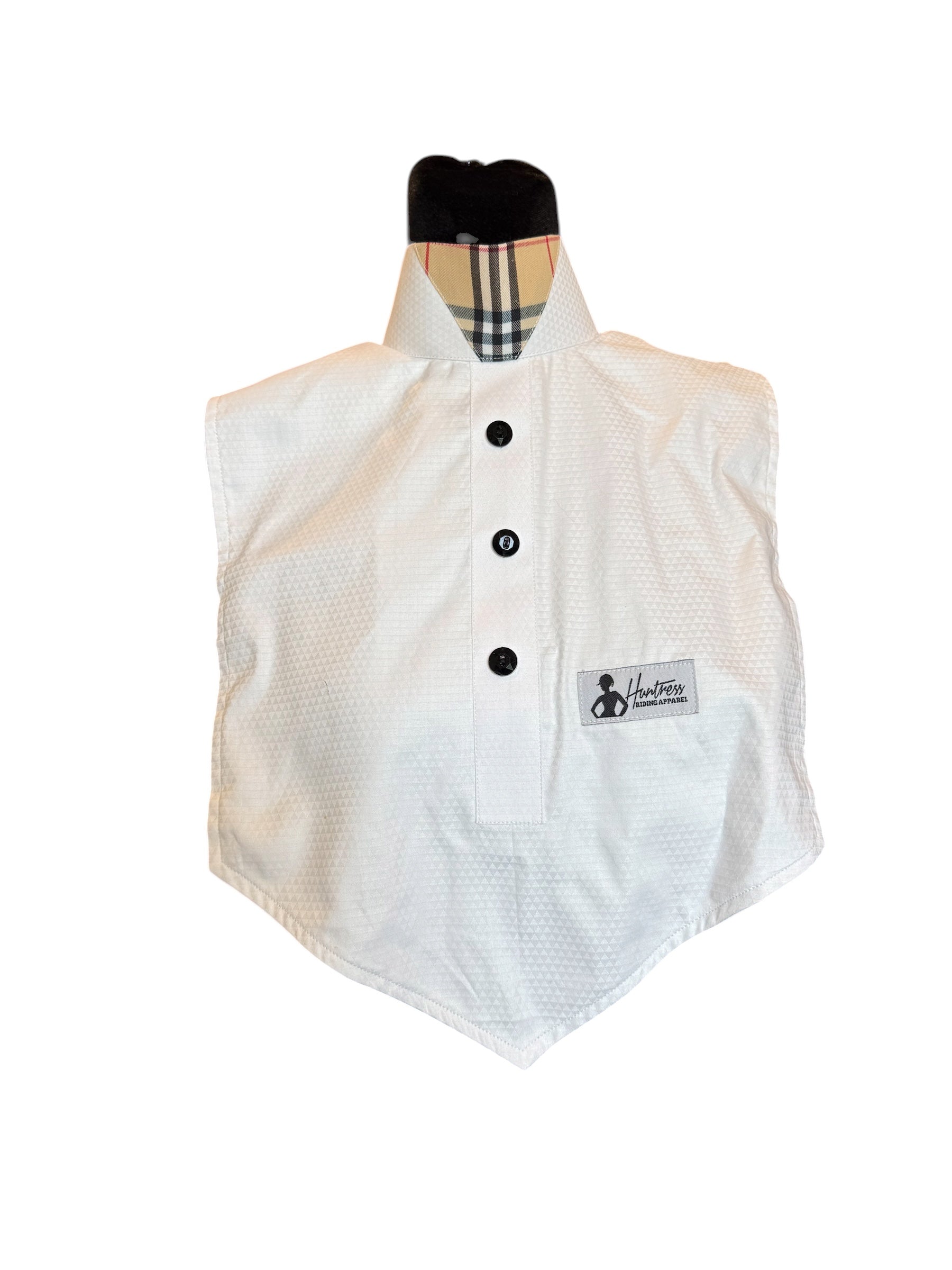 Dickie white with Burberry Plaid Fabric Code A11 – Huntress Riding