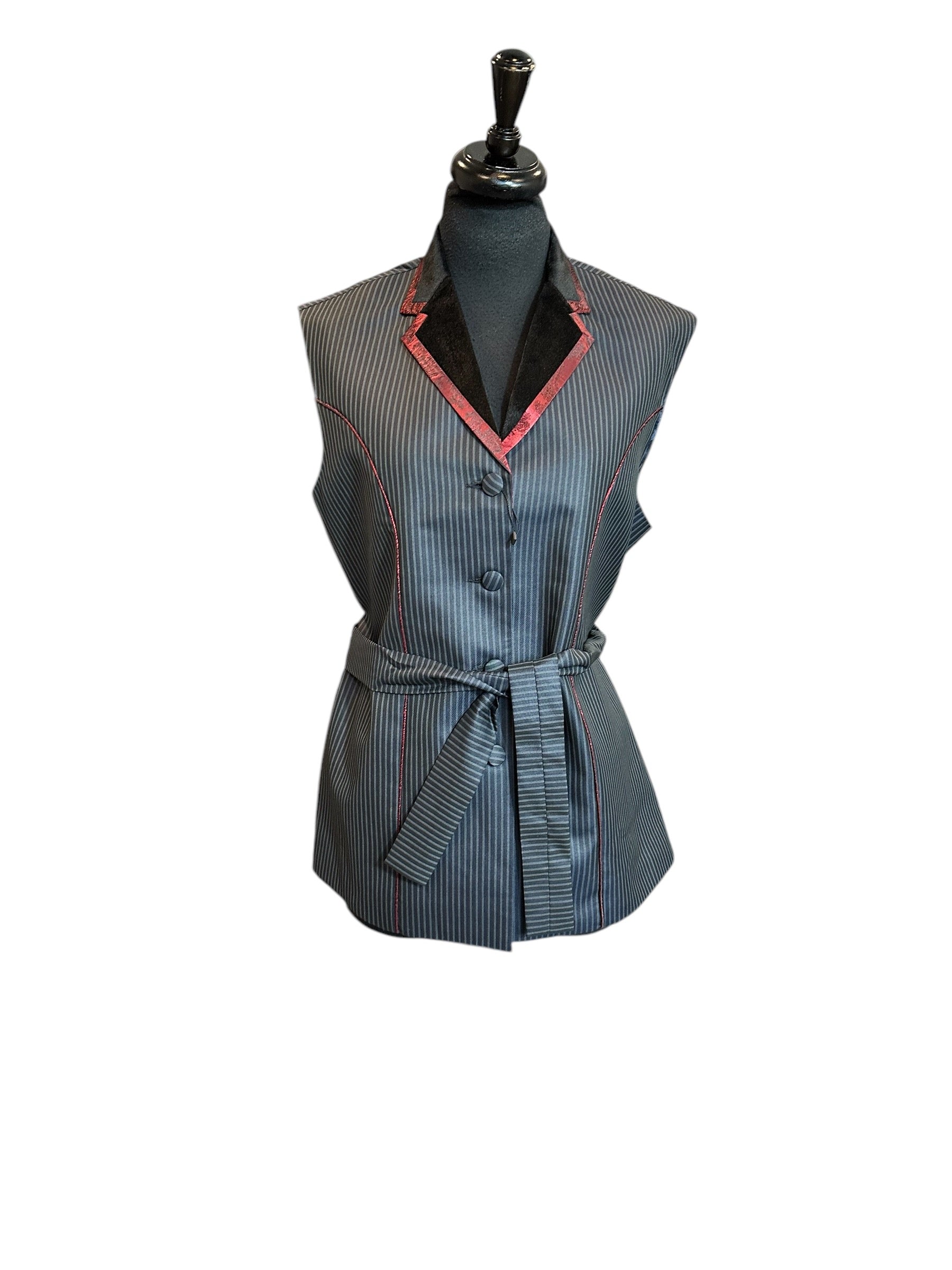 Western Vest Black and Grey Stripe