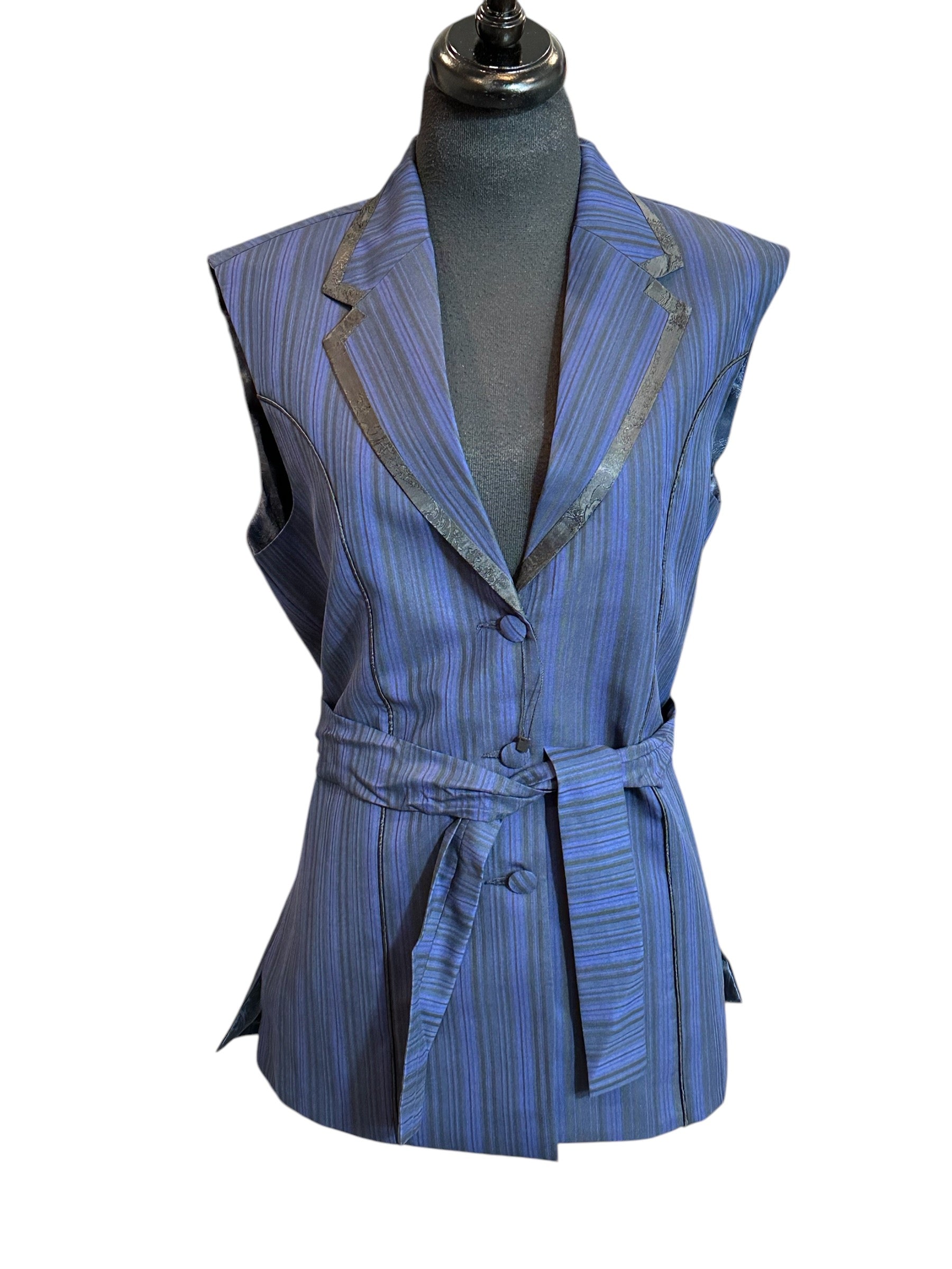 Western Vest Navy and Black Stripe