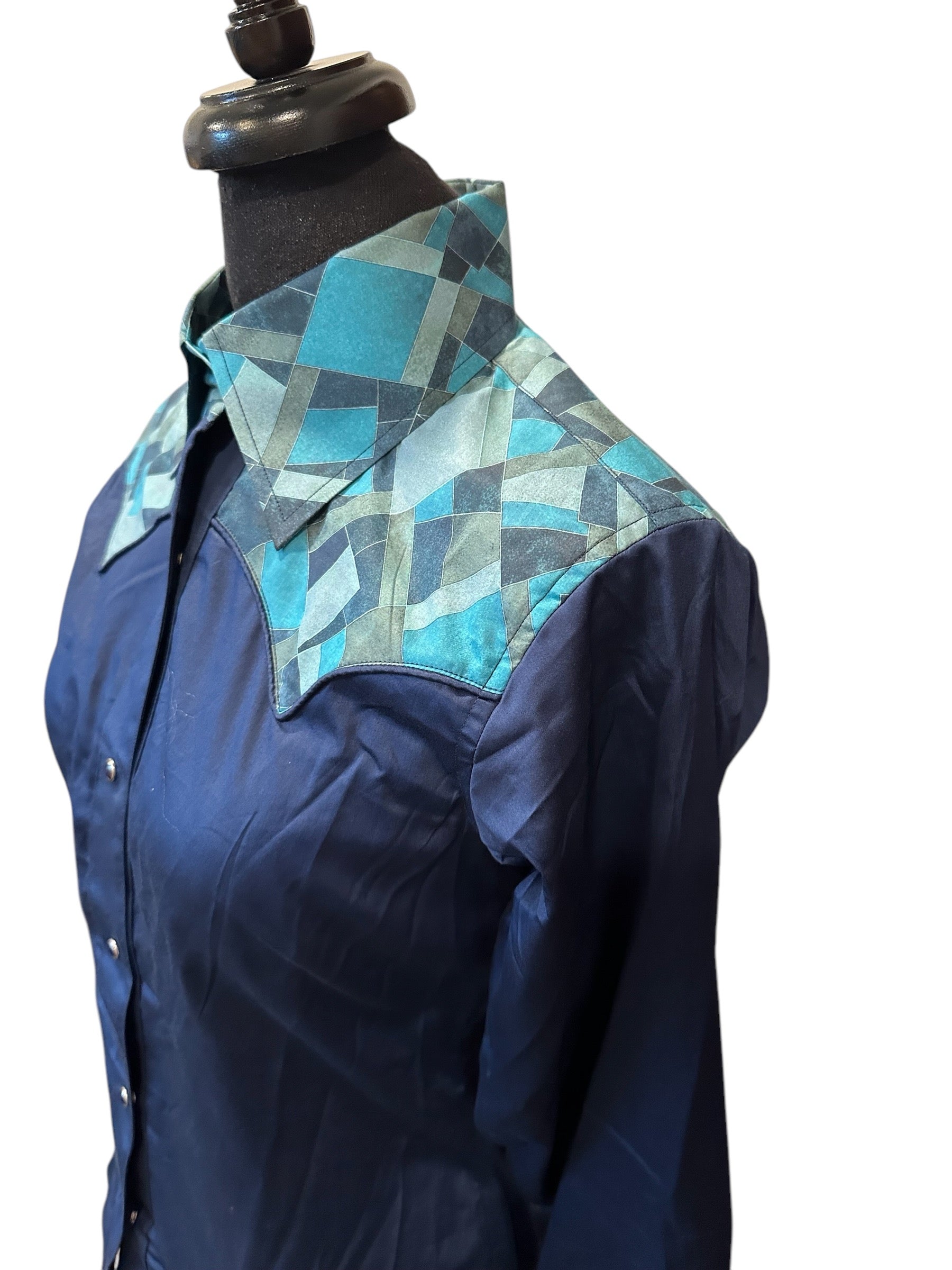 Western Ranch Shirt Snap Short Geo Print