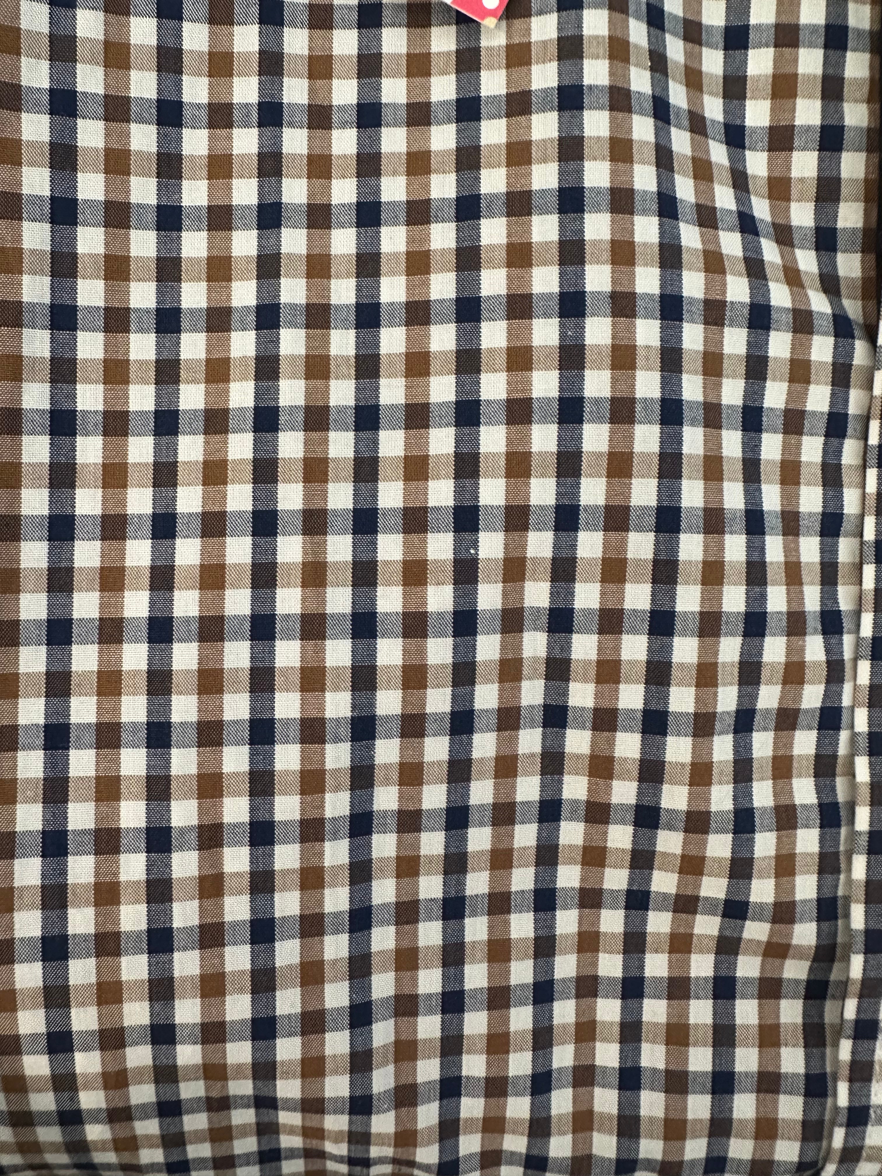Men’s Western Button Up White Navy and Brown Plaid