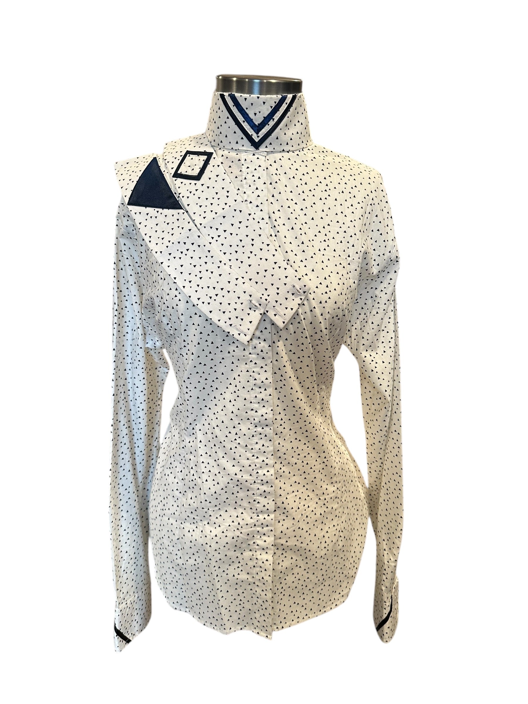 English Show Shirt Fabric Code H95 Navy and White