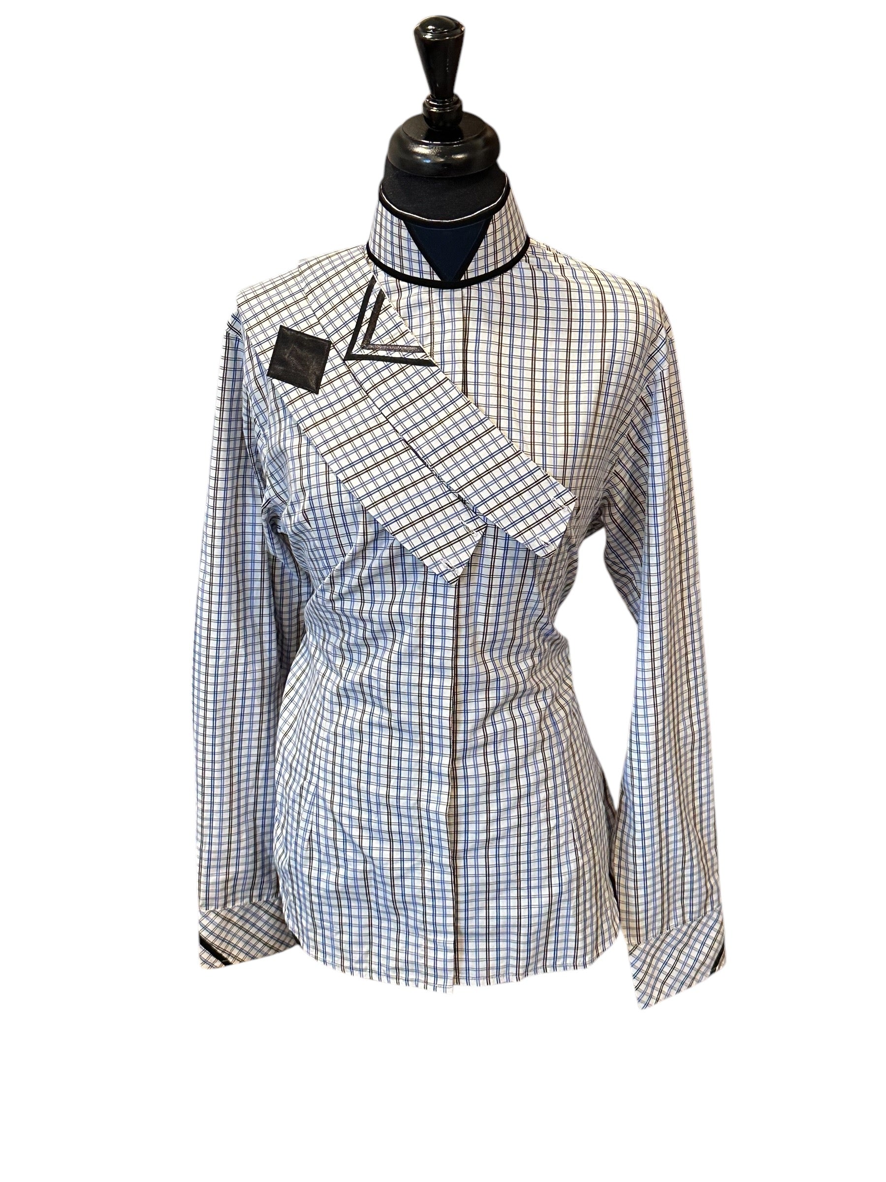 English Show Shirt White with Black and Navy Fabric Code M48