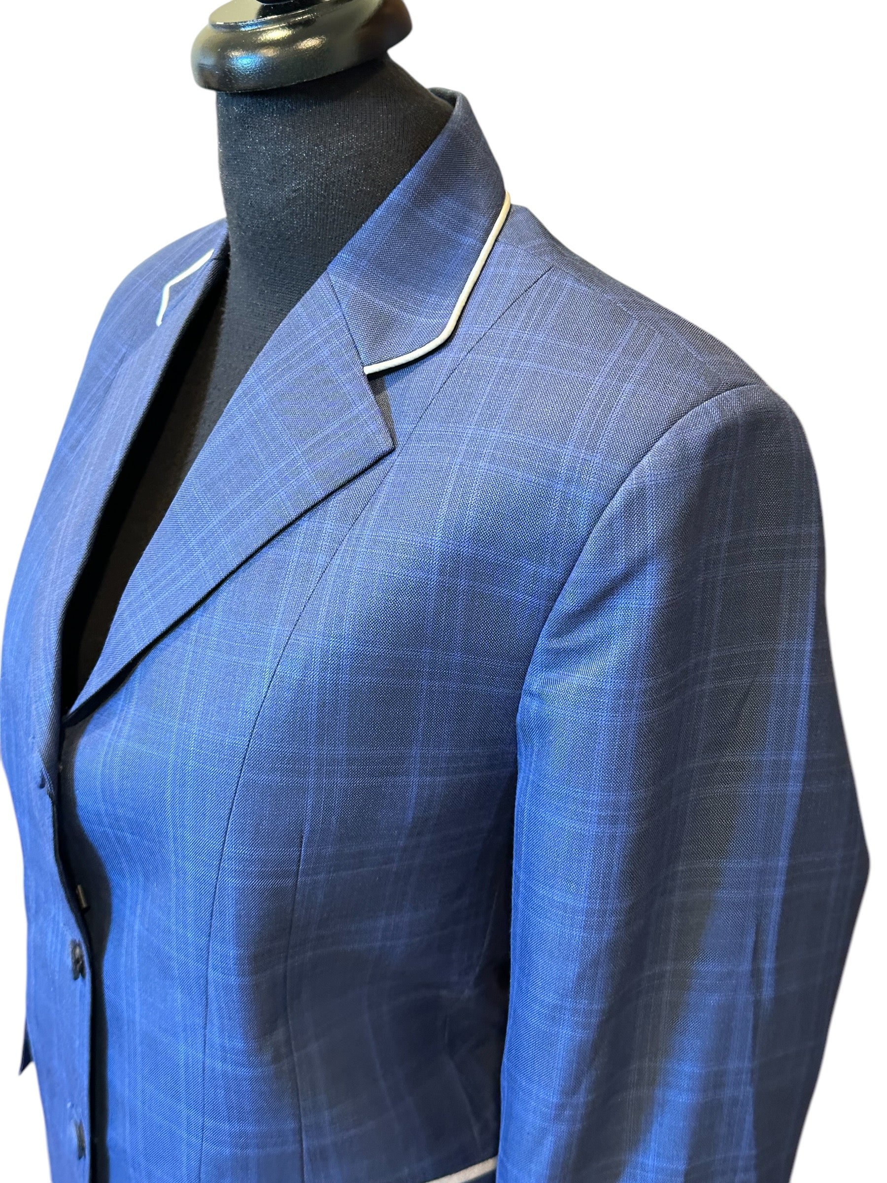 English Show Coat Navy Plaid Fabric Code MD1118