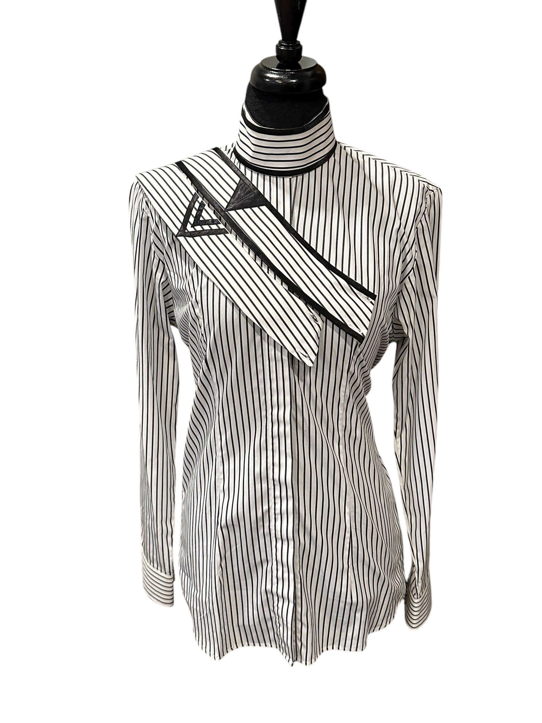 English Show Shirt Black and White Stripe