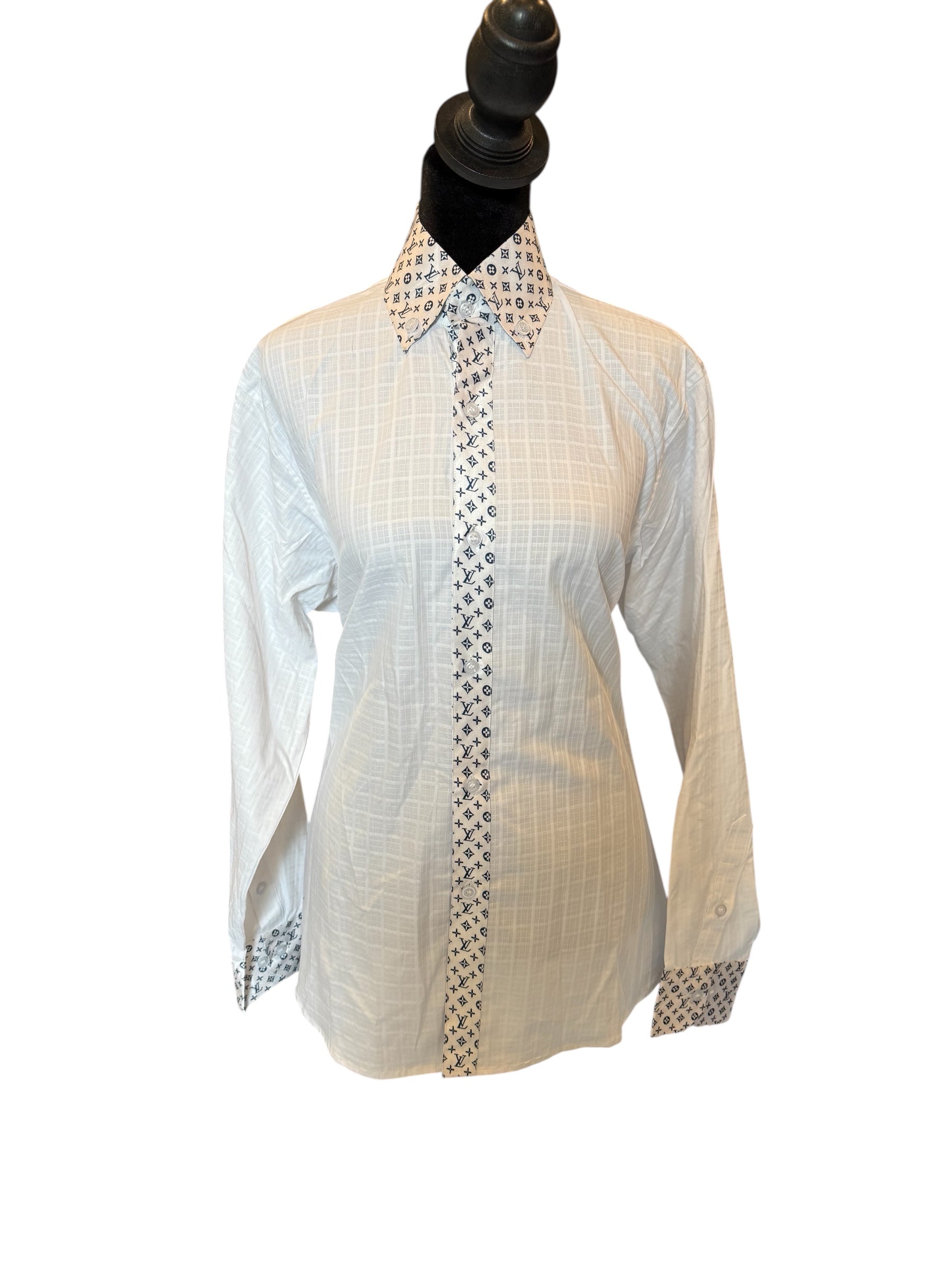 Western Button Up White with LV Plus Size