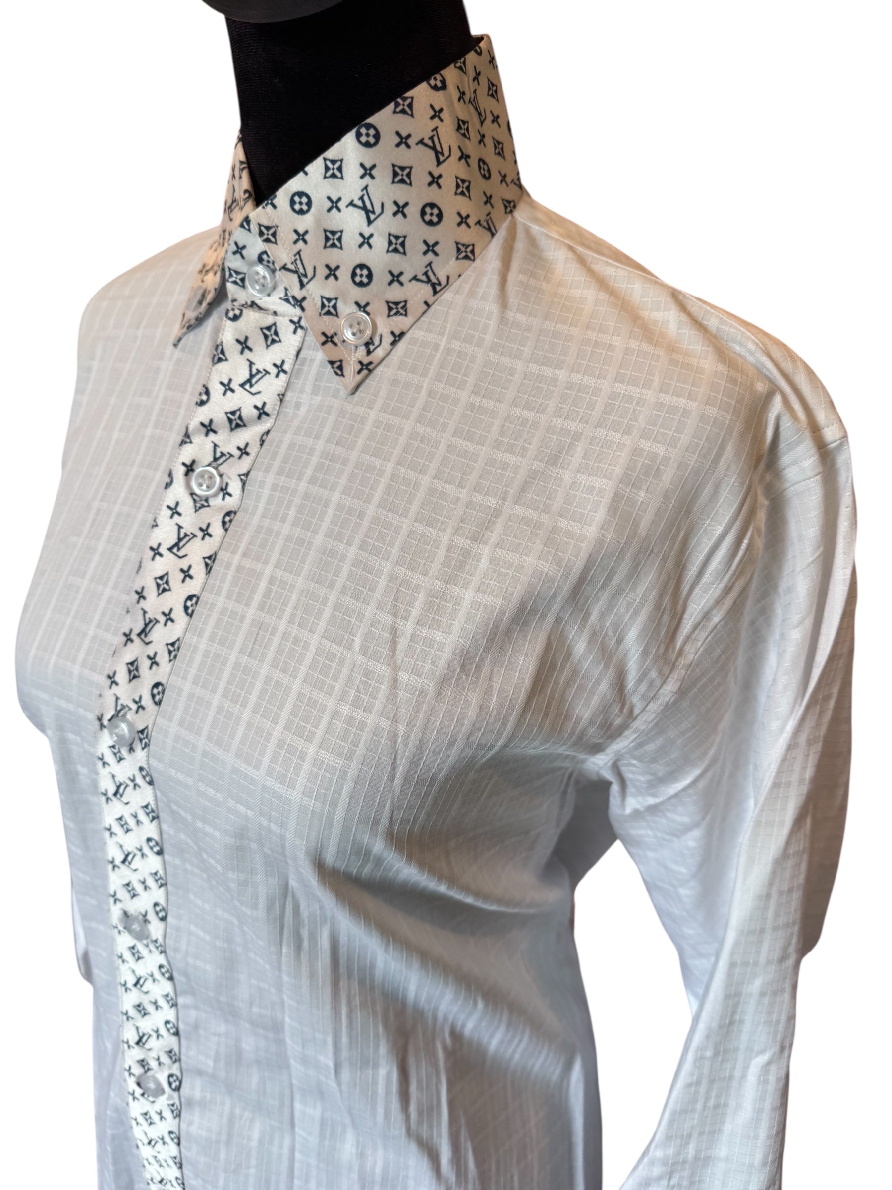 Western Button Up White with LV Plus Size