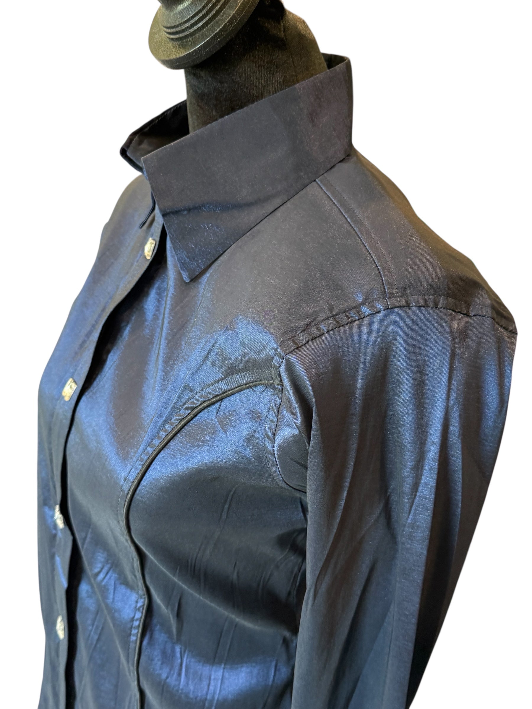 Western Button up with HIDDEN Zipper stretch taffeta