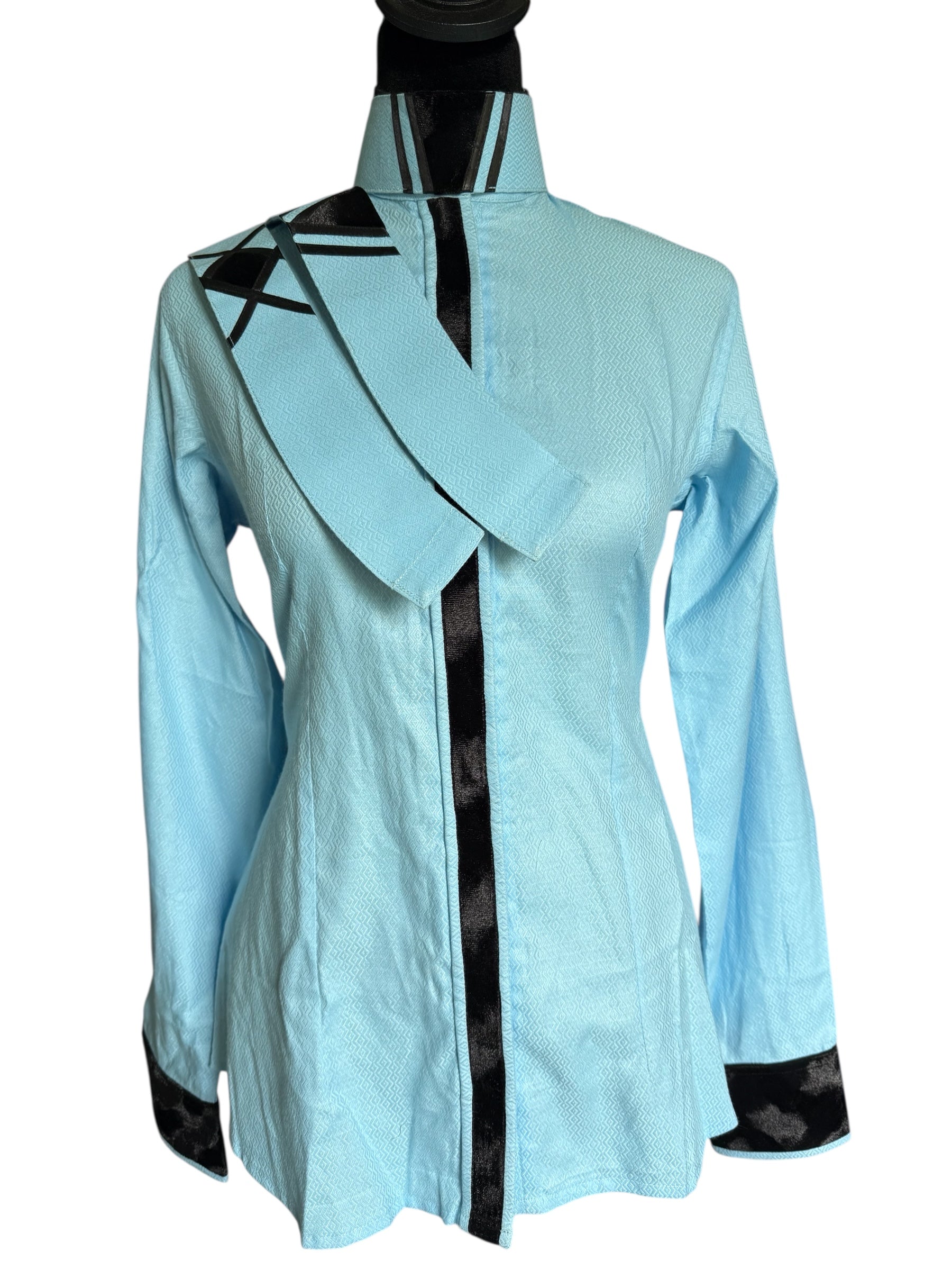 English Show Shirt Light Blue with Black. HIDDEN ZIPPER