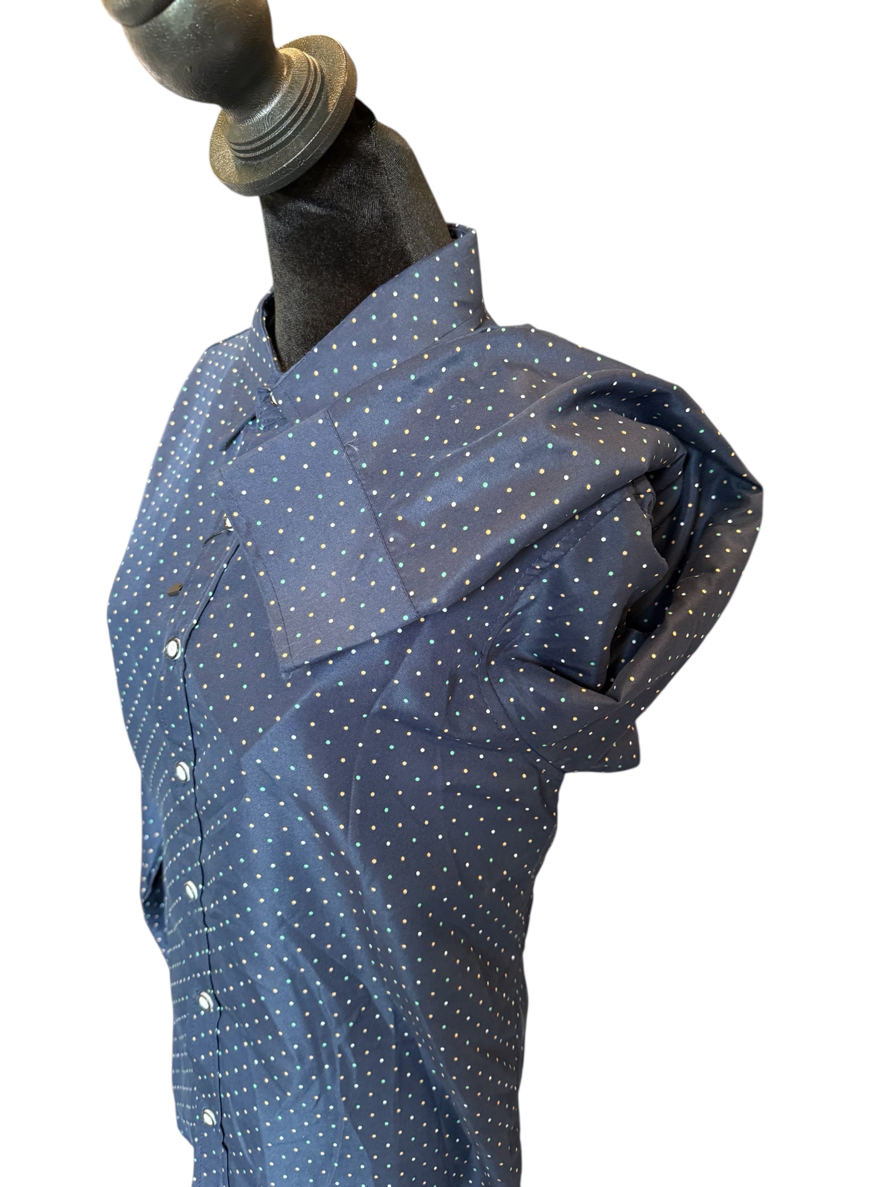 Western Button Up Navy Dot