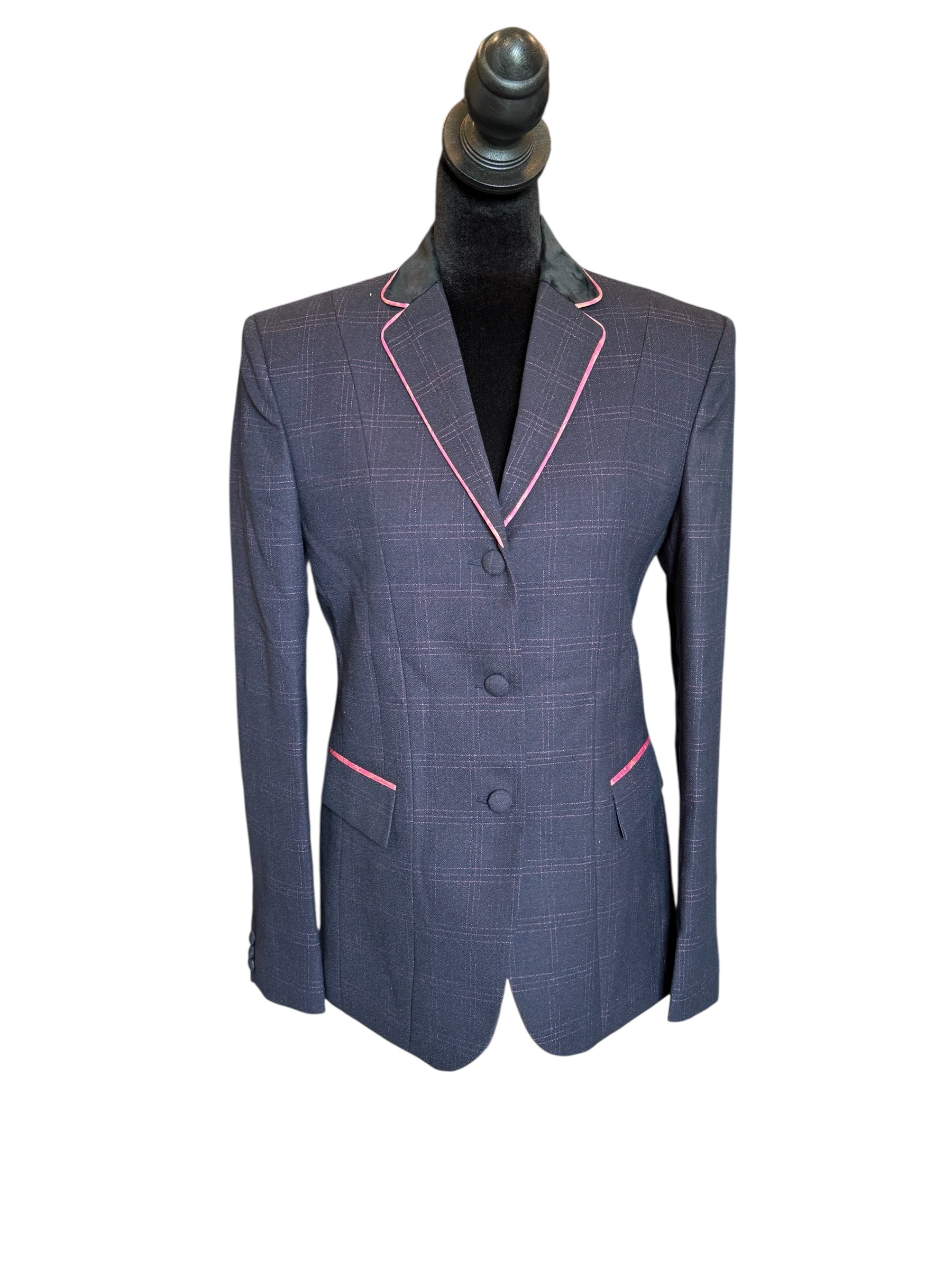 English Show Coat Navy with Pink Plaid