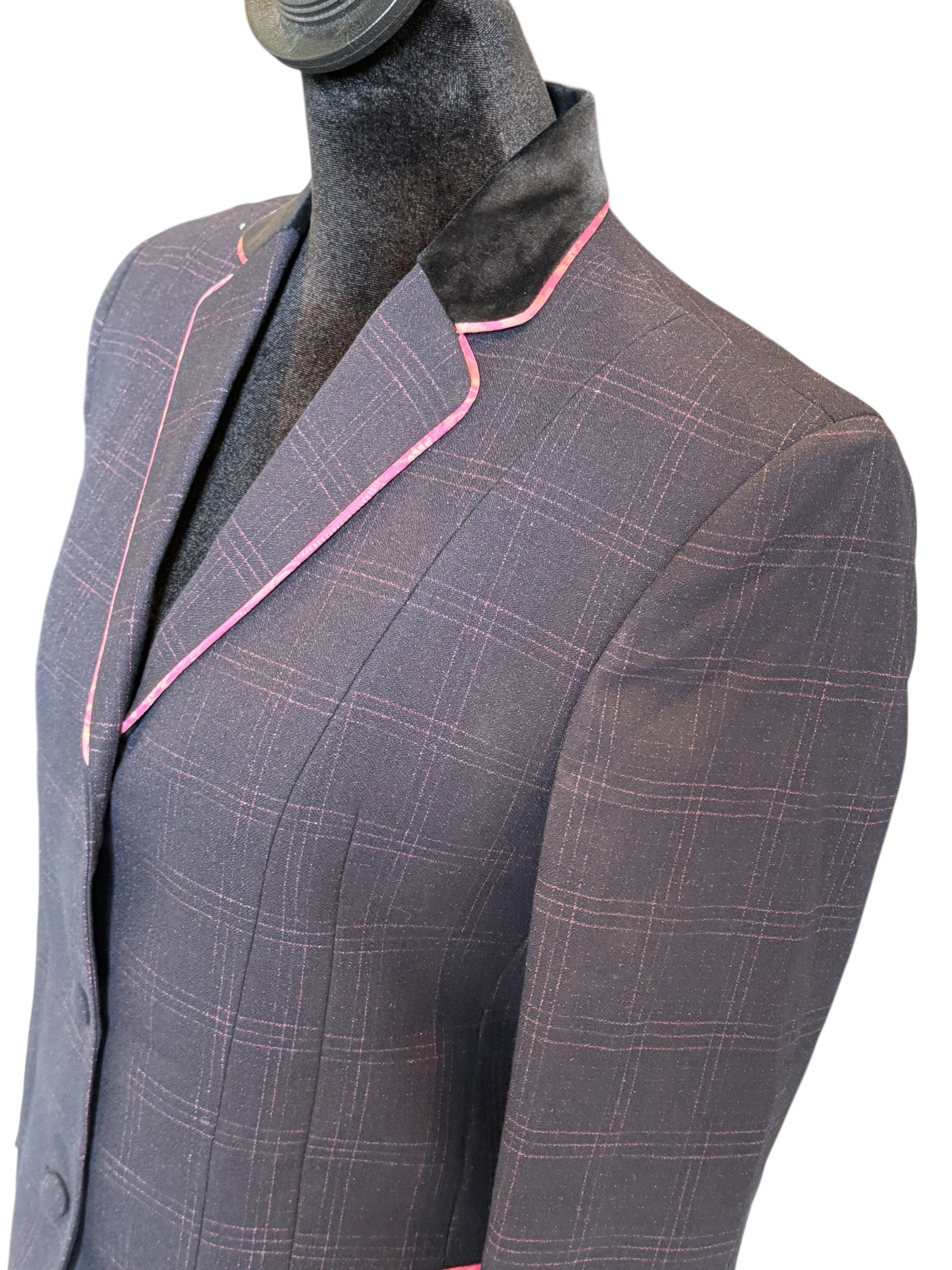 English Show Coat Navy with Pink Plaid