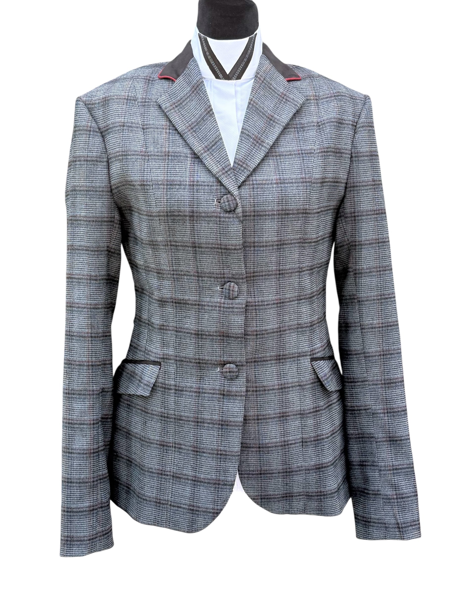 English Show Coat Grey Glen Plaid Fabric Code R386