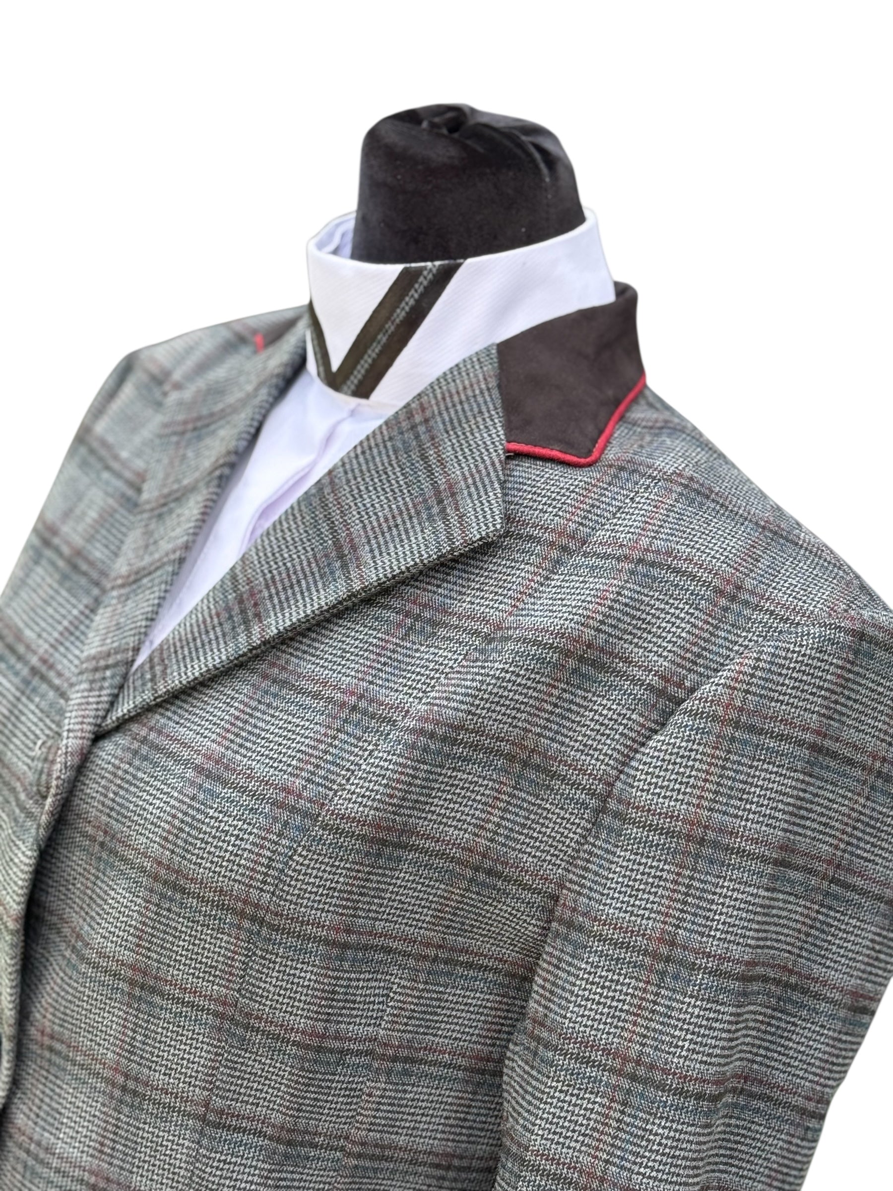 English Show Coat Grey Glen Plaid Fabric Code R386
