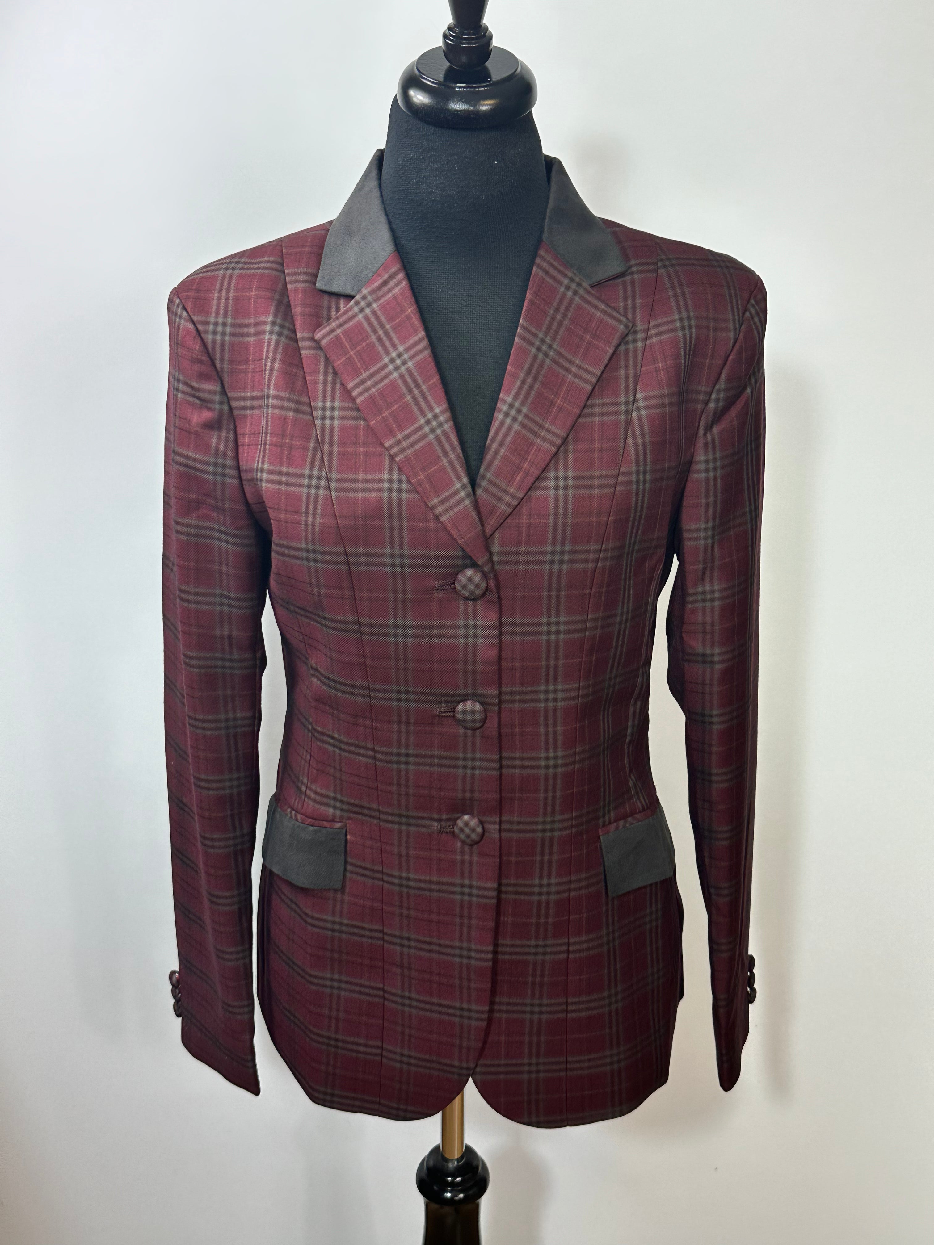 English Show Coat Burgundy Plaid Fabric Code R277
