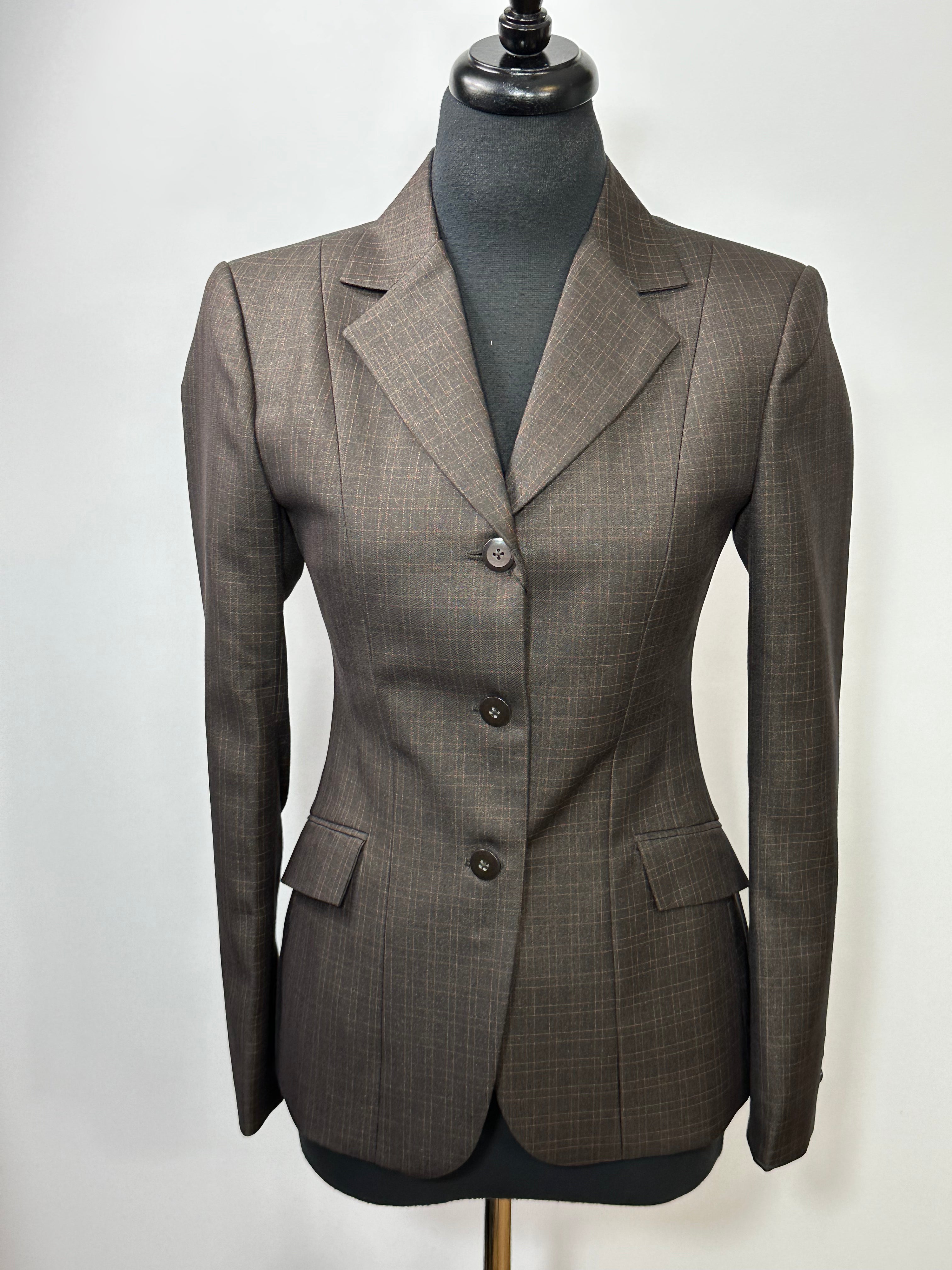 English Show Coat Brown with Bronze Plaid Fabric Code R262