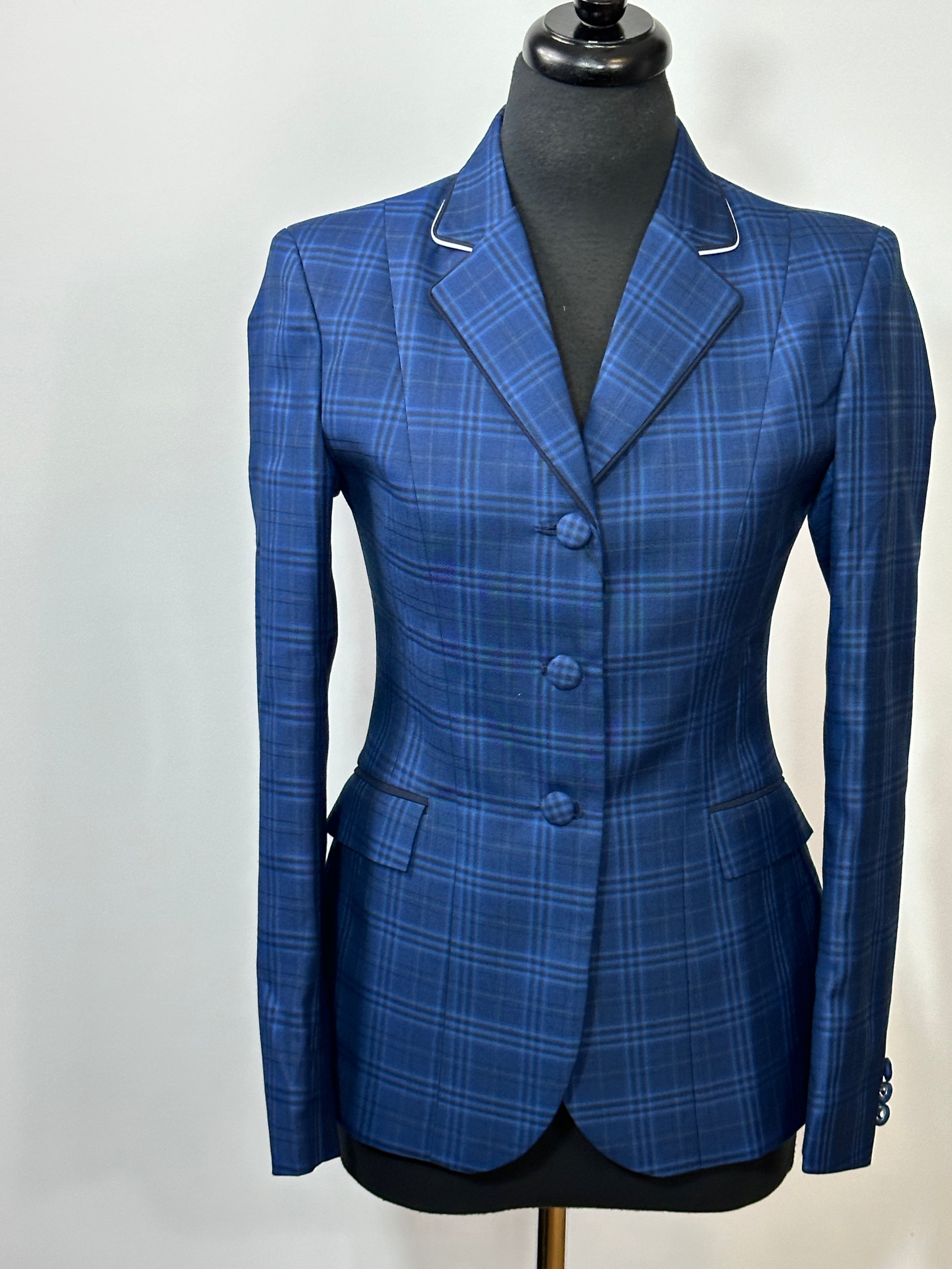 English Show Coat Blue Plaid Fabric Code R279