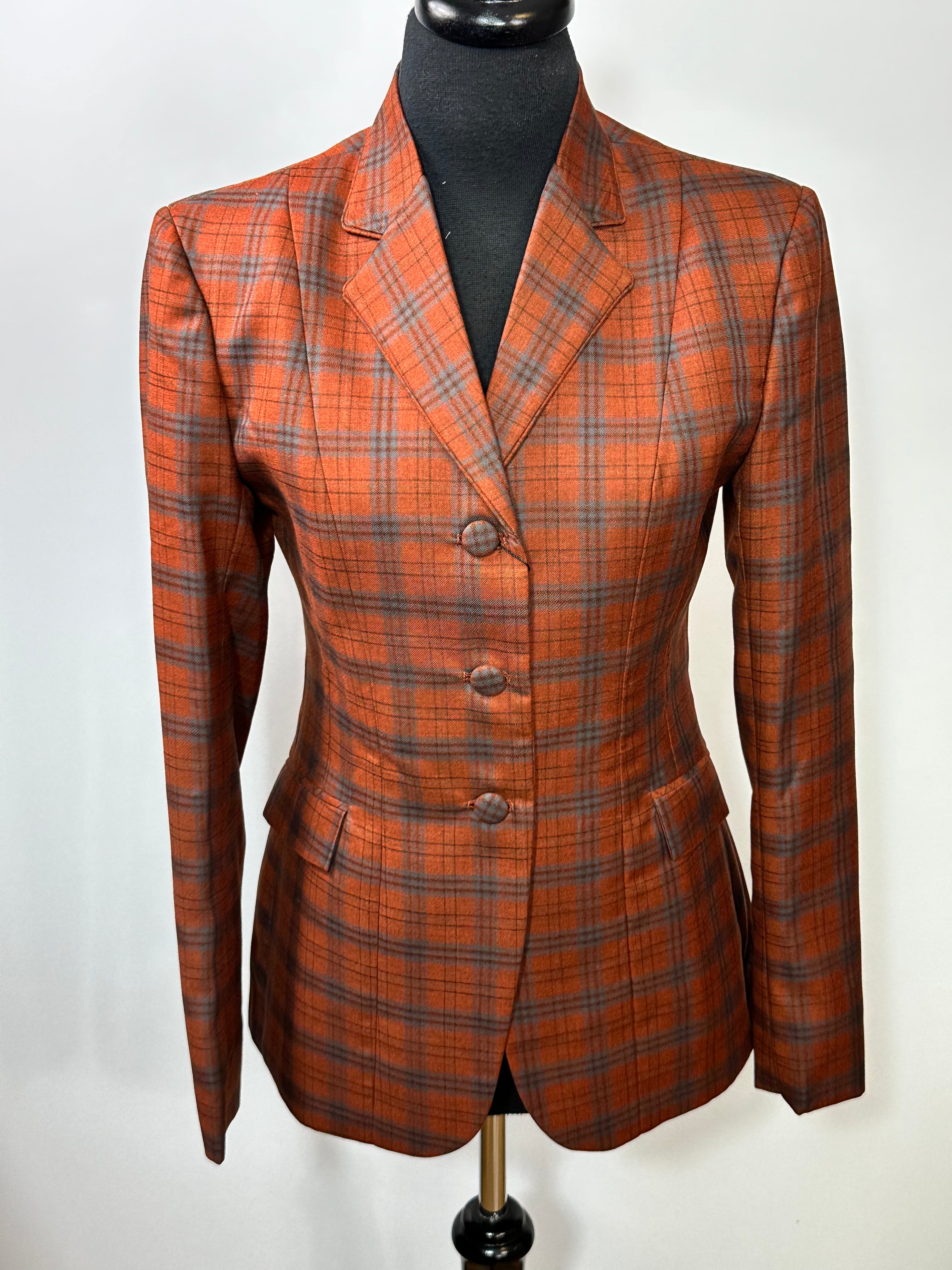 English Show Coat Rust Plaid Fabric Code R278