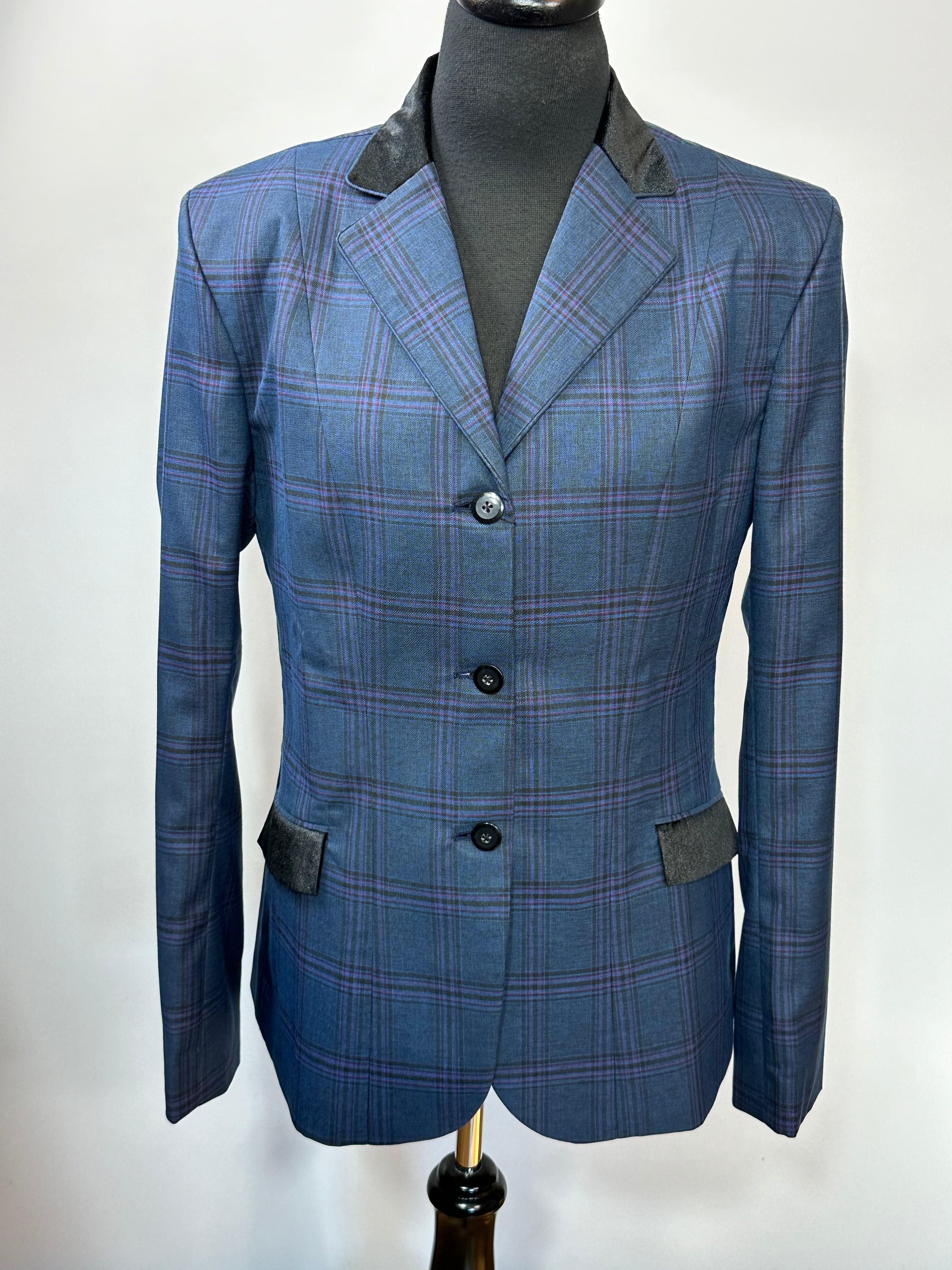 English Show Coat Navy Plaid Fabric  Code R231