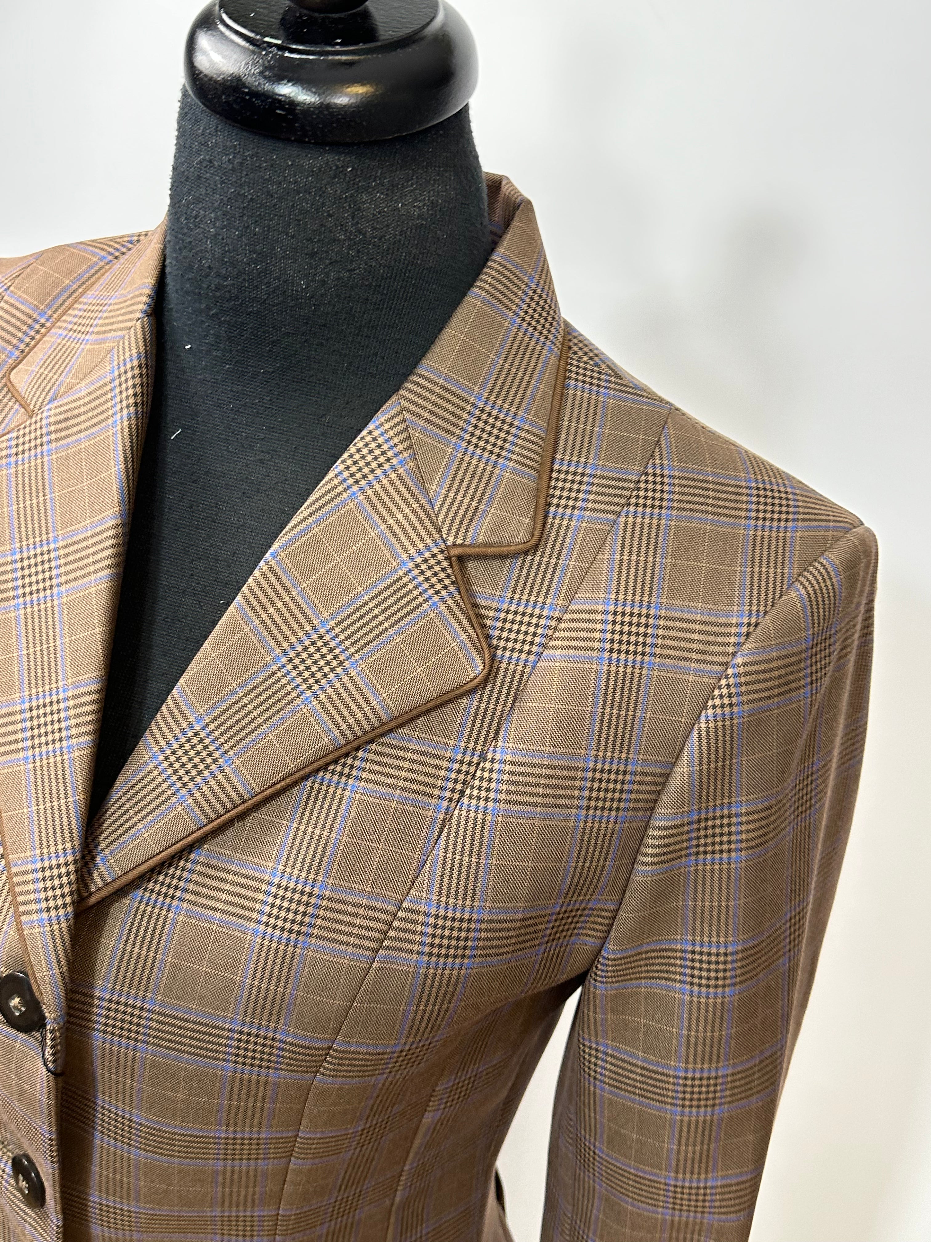 English Show Coat Brown Plaid Fabric Code R181
