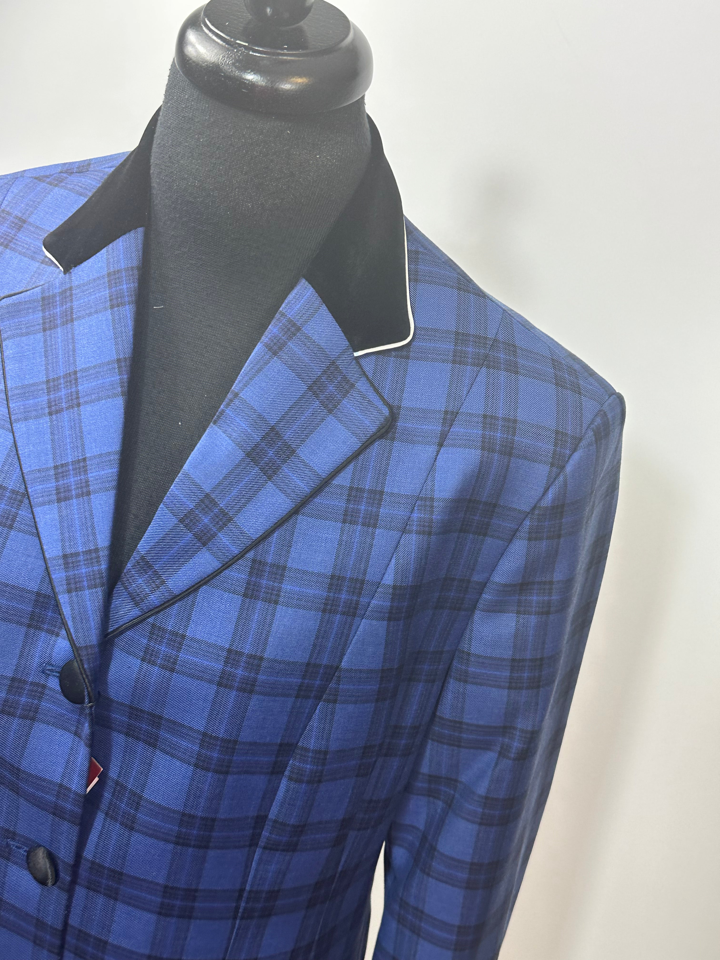 English Show Coat Blue Plaid with Black