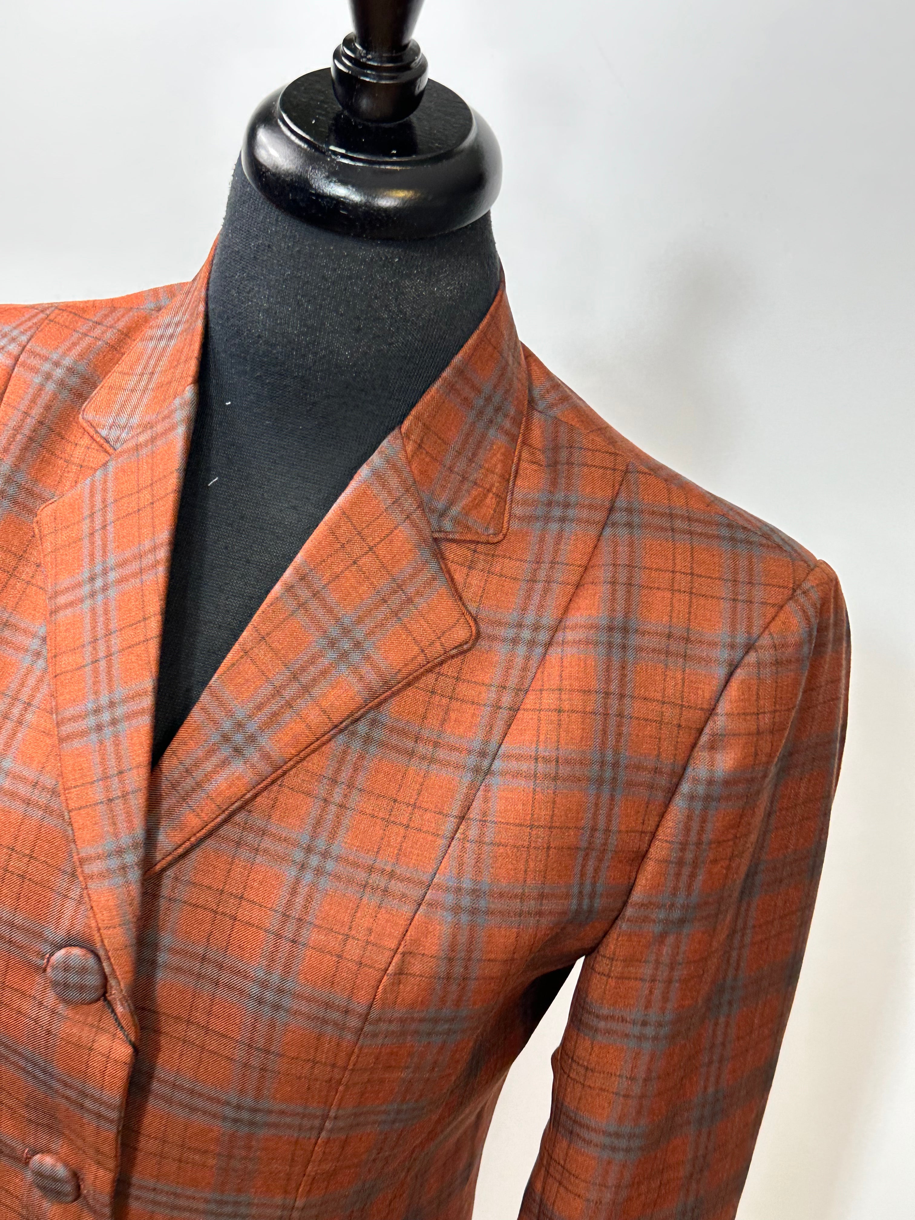 English Show Coat Rust Plaid Fabric Code R278