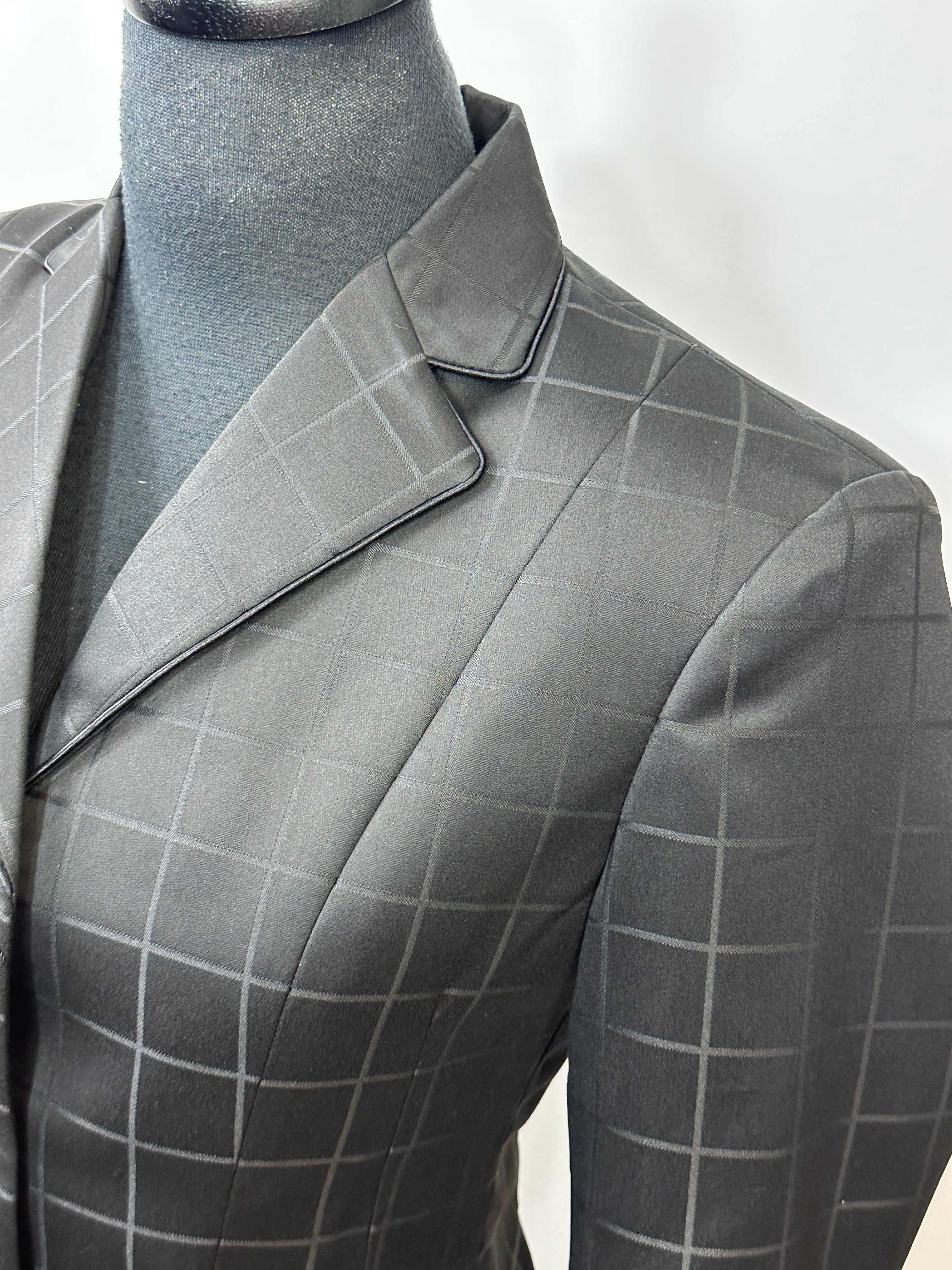 English Show Coat Black Windowpane Fabric Code R348