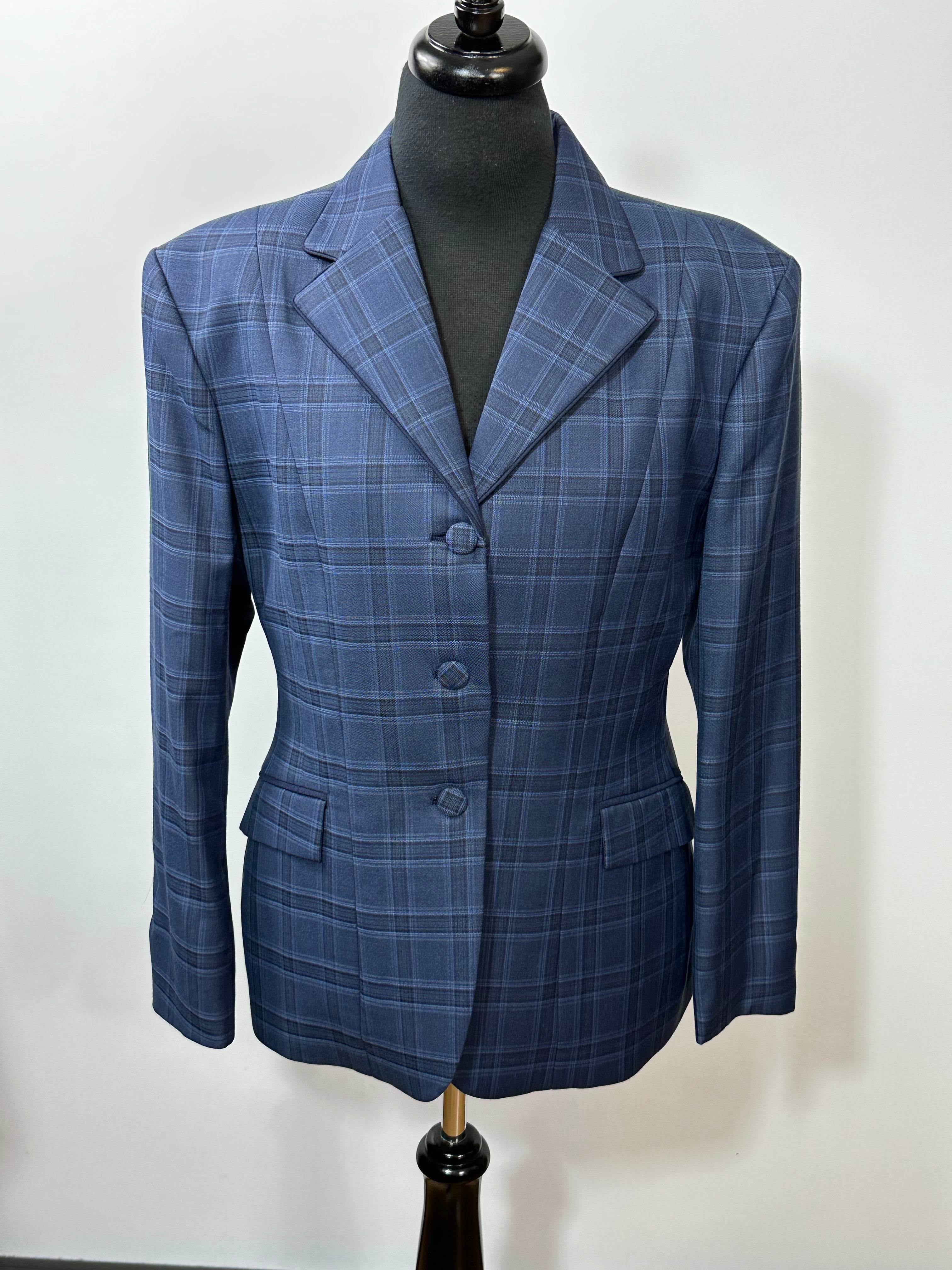 English Show Coat Navy Plaid Fabric Code R233