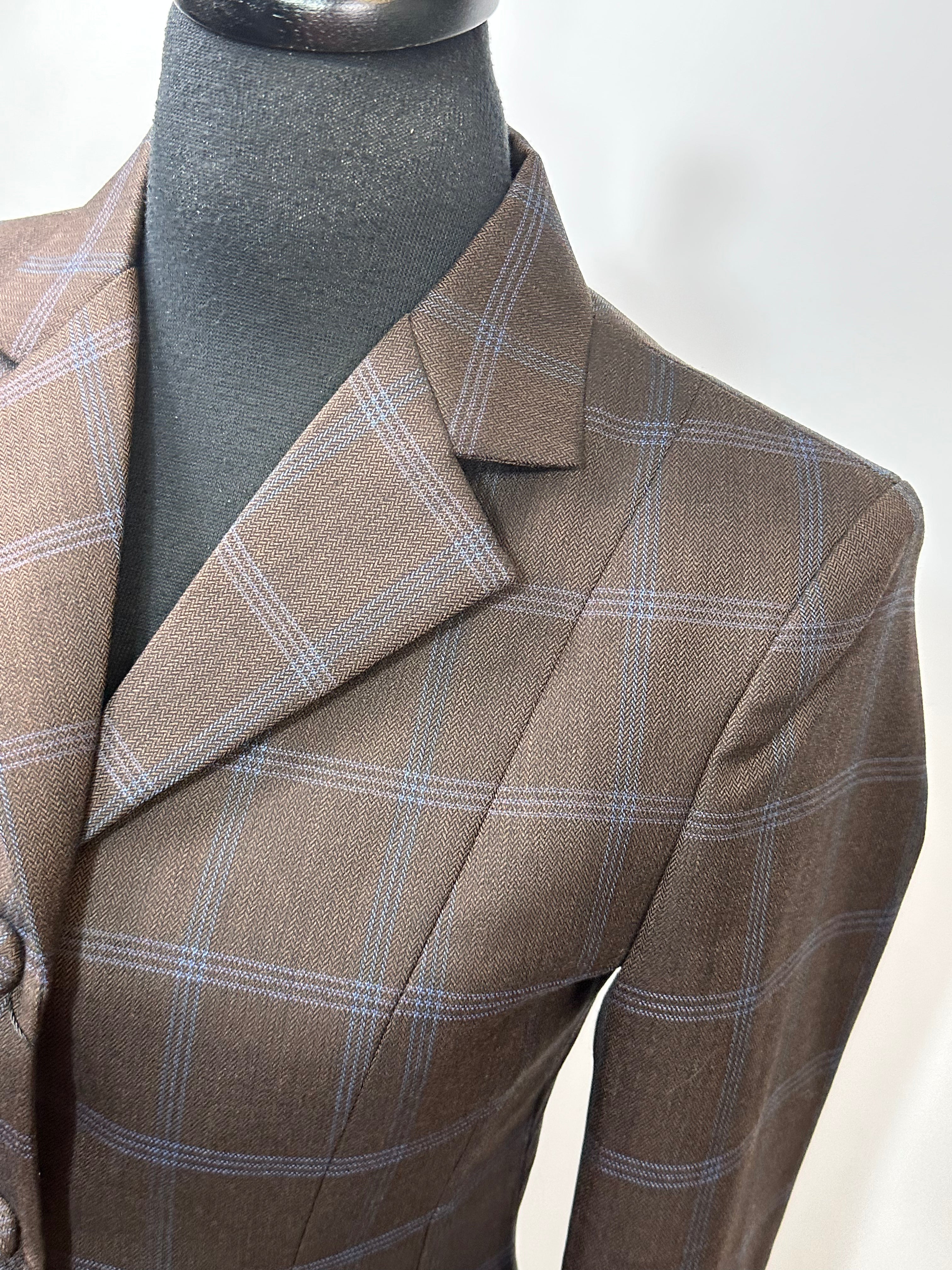 English Show Shirt Brown with Blue Windowpane MD11221 *one only*