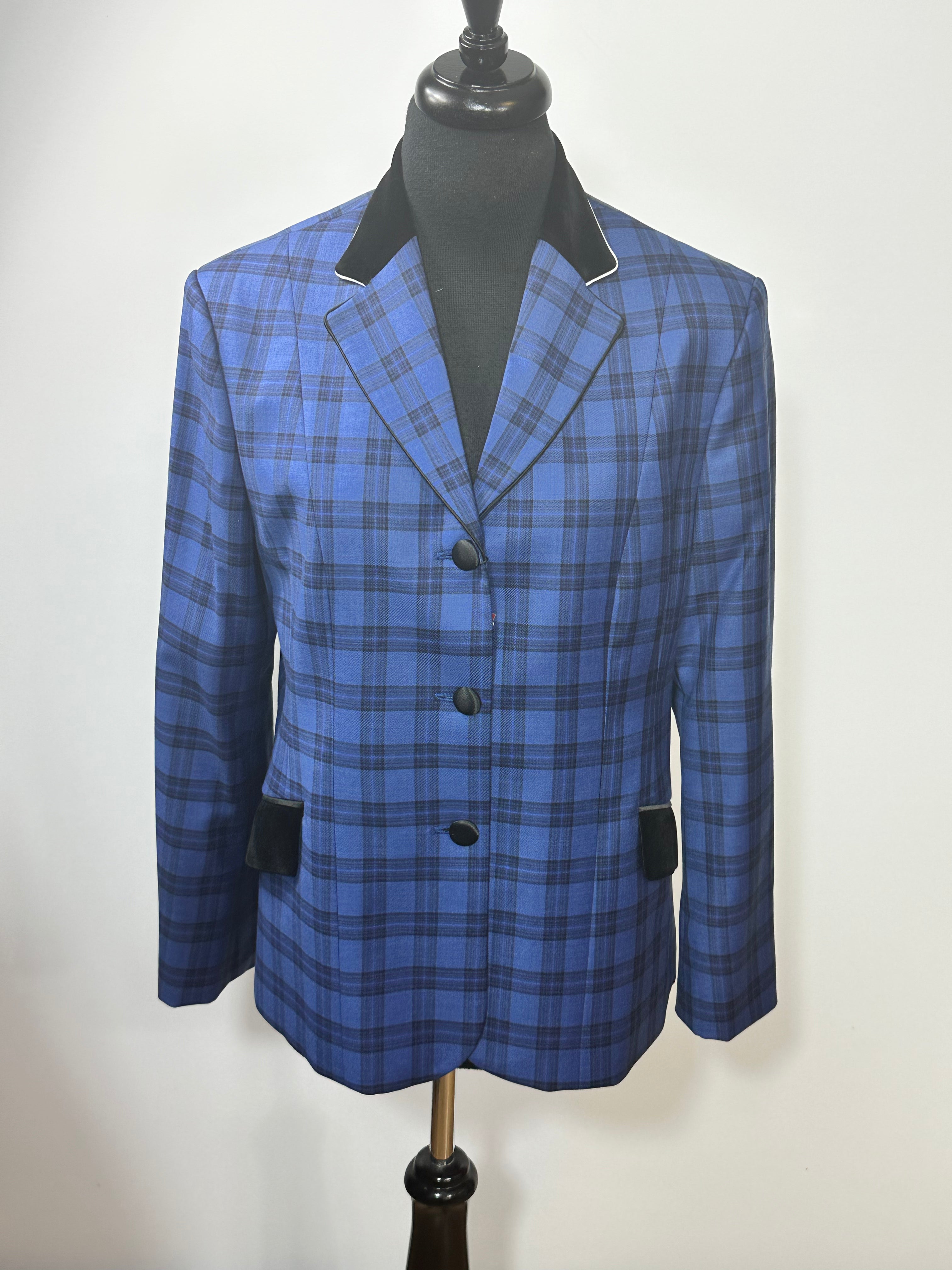 English Show Coat Blue Plaid with Black