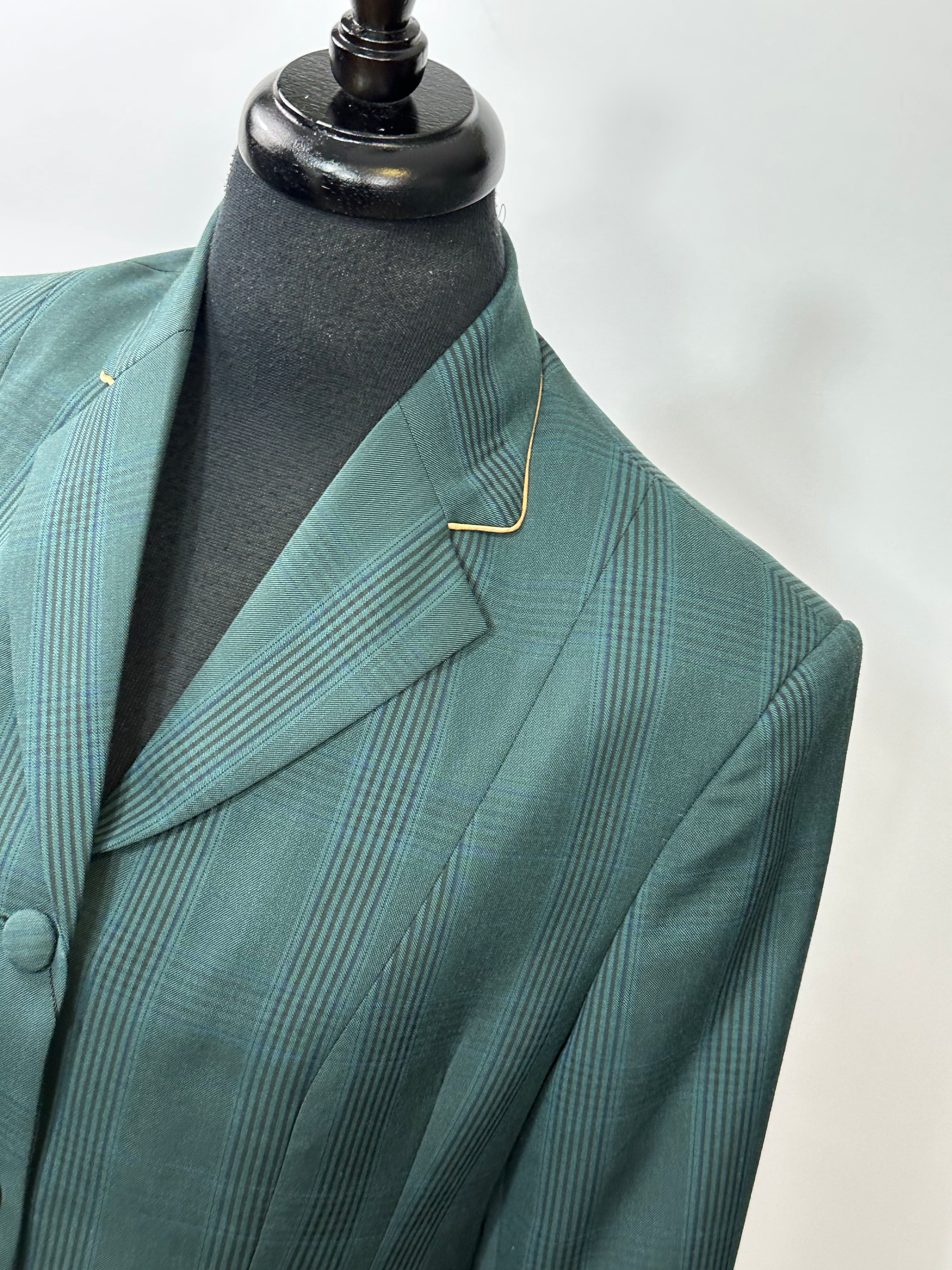 English Show Coat Hunter Green and Gold Glen Plaid