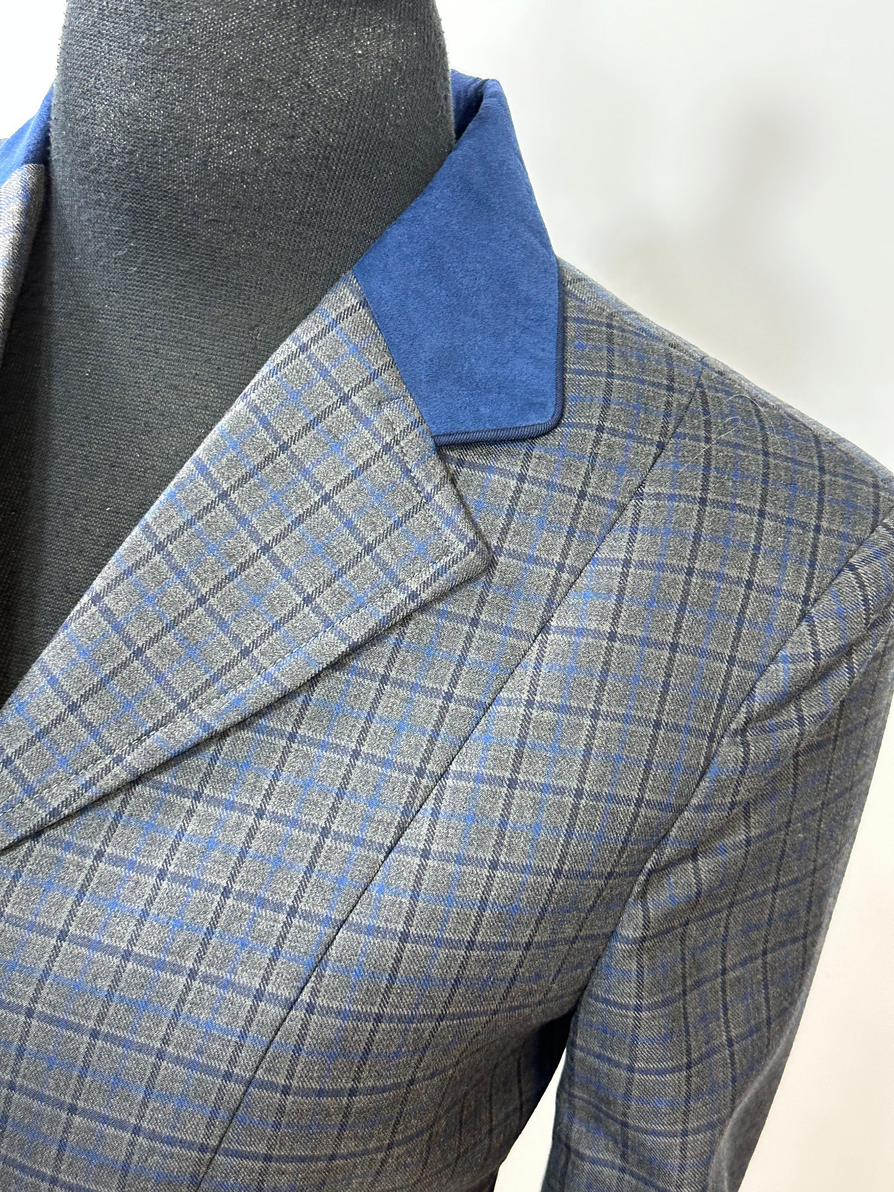 English Show Coat Grey with Navy Plaid Fabric Code MD012802*one only*