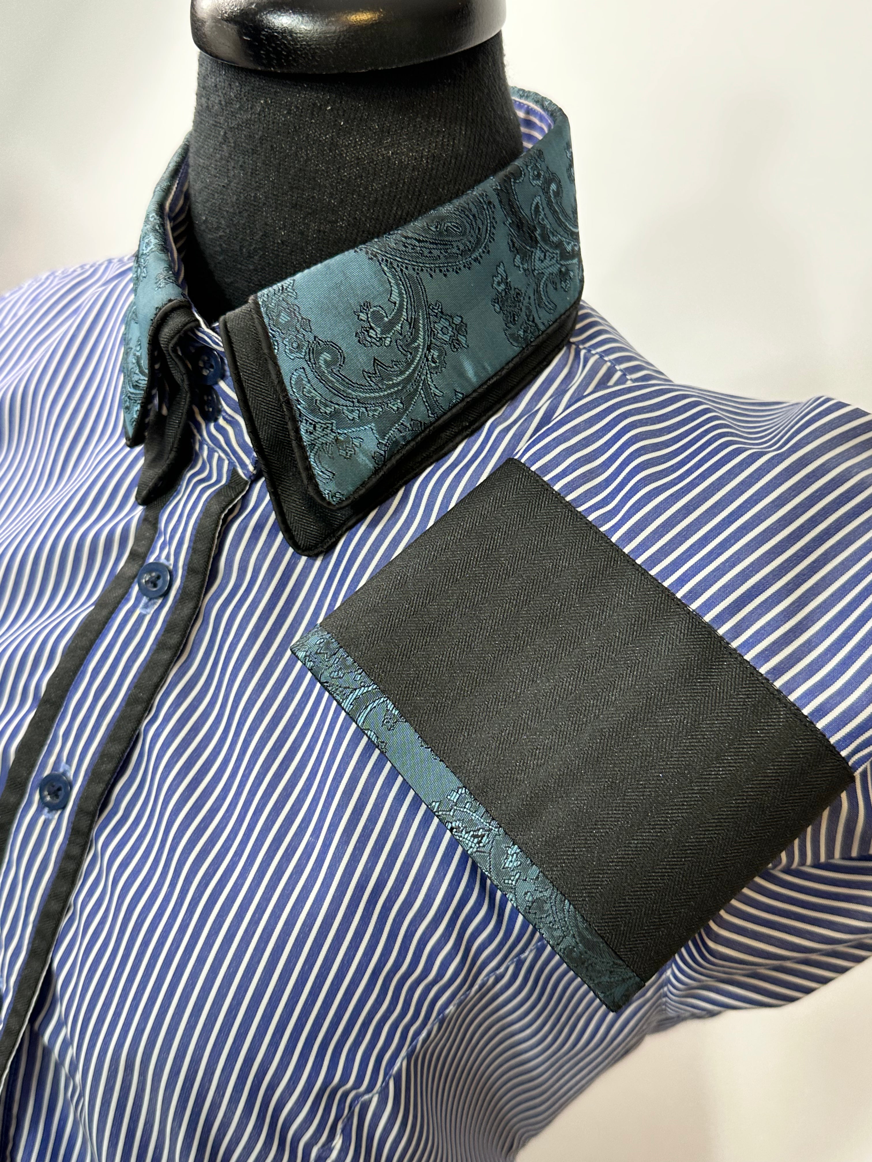 Western Button Up Blue And White Stripe