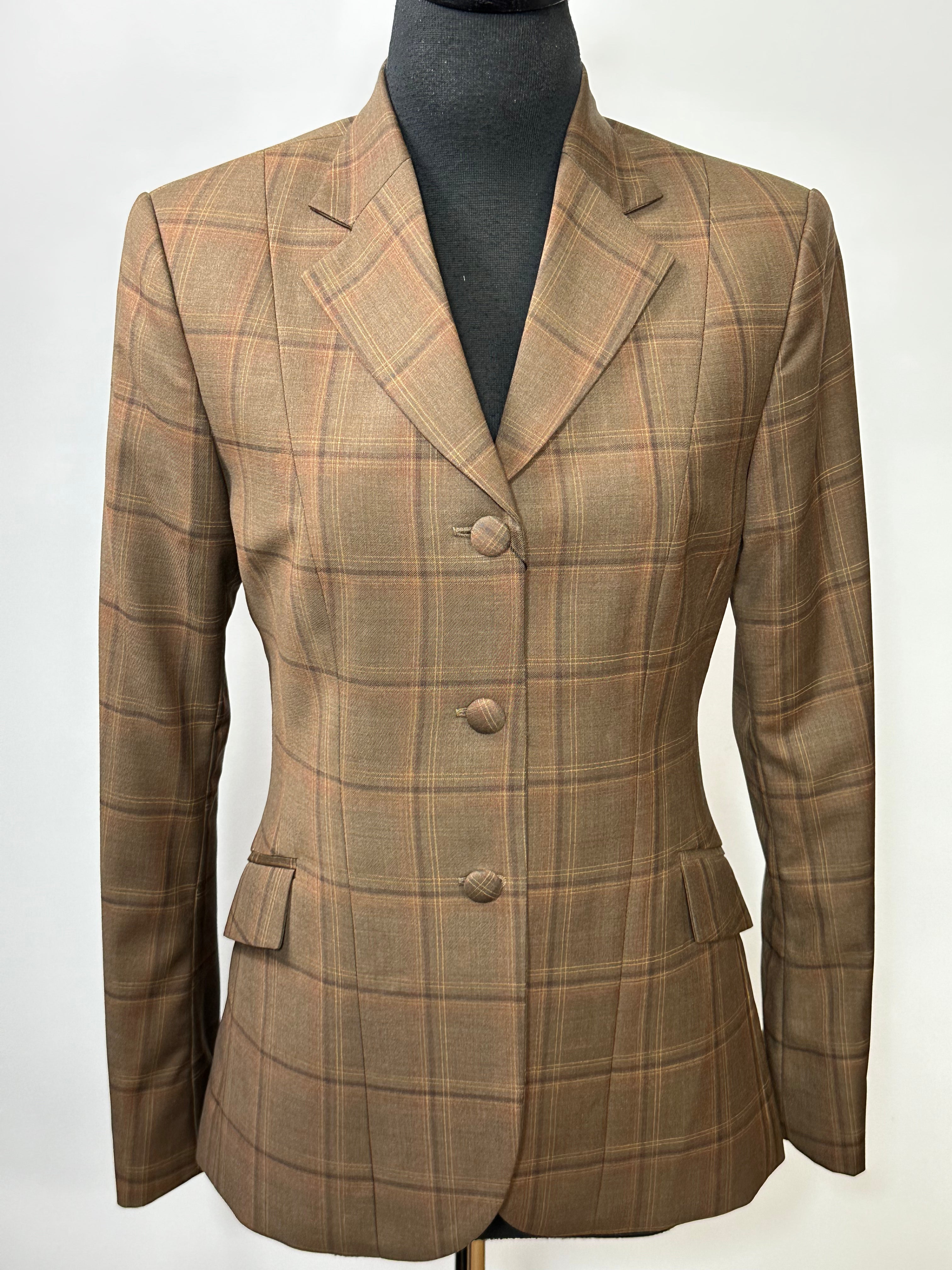 English Show Coat Khaki Olive Plaid Fabric Code N75008-1