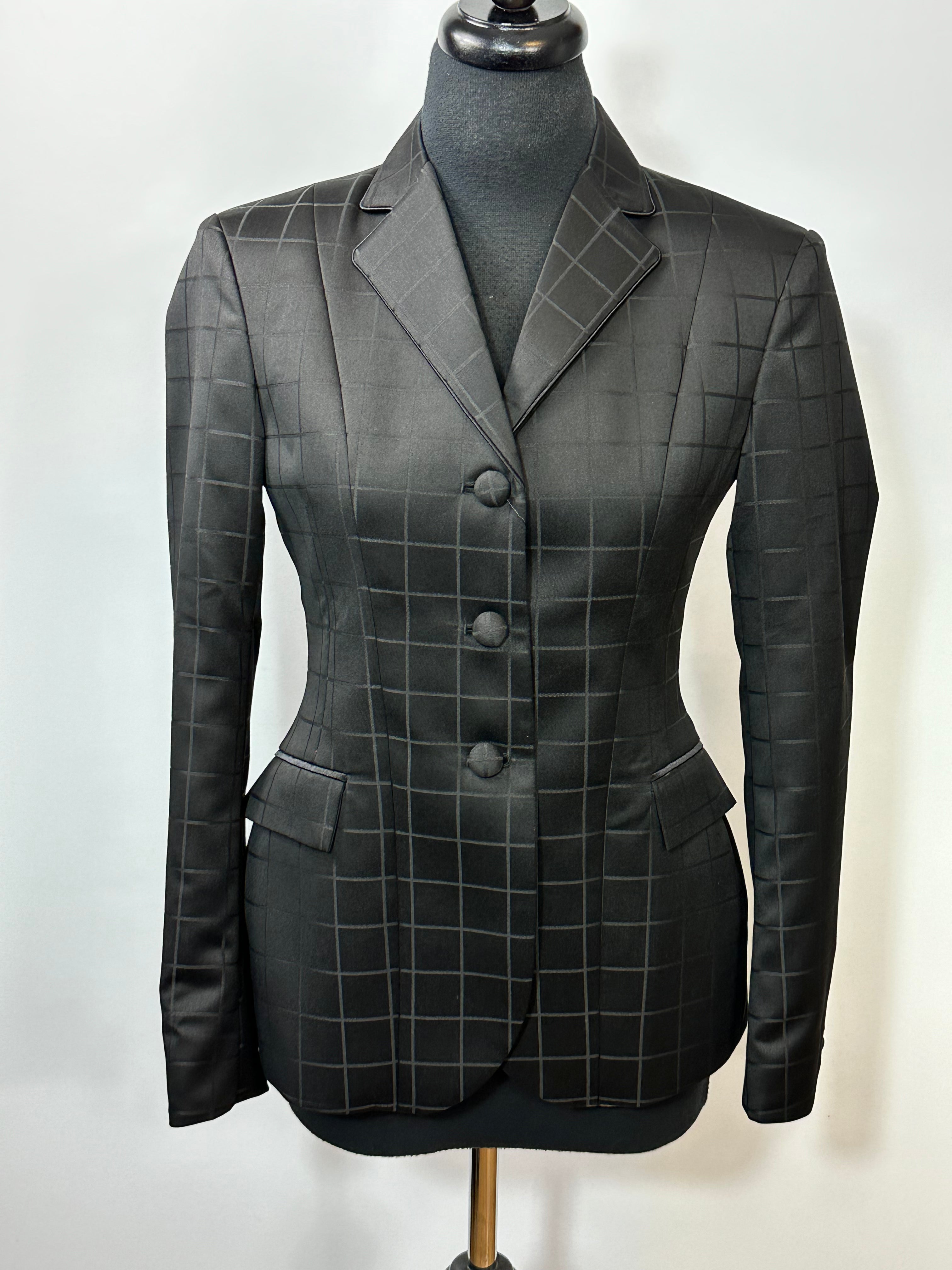 English Show Coat Black Windowpane Fabric Code R348