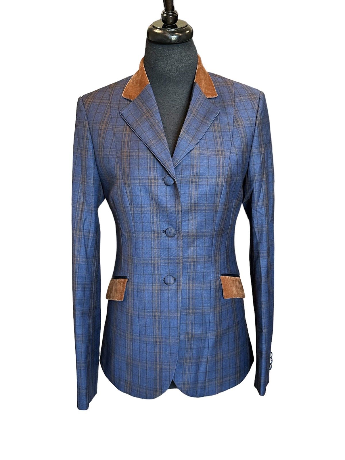 English Show Coat Blue and Bronze Plaid Fabric Code 71202 | Huntress ...