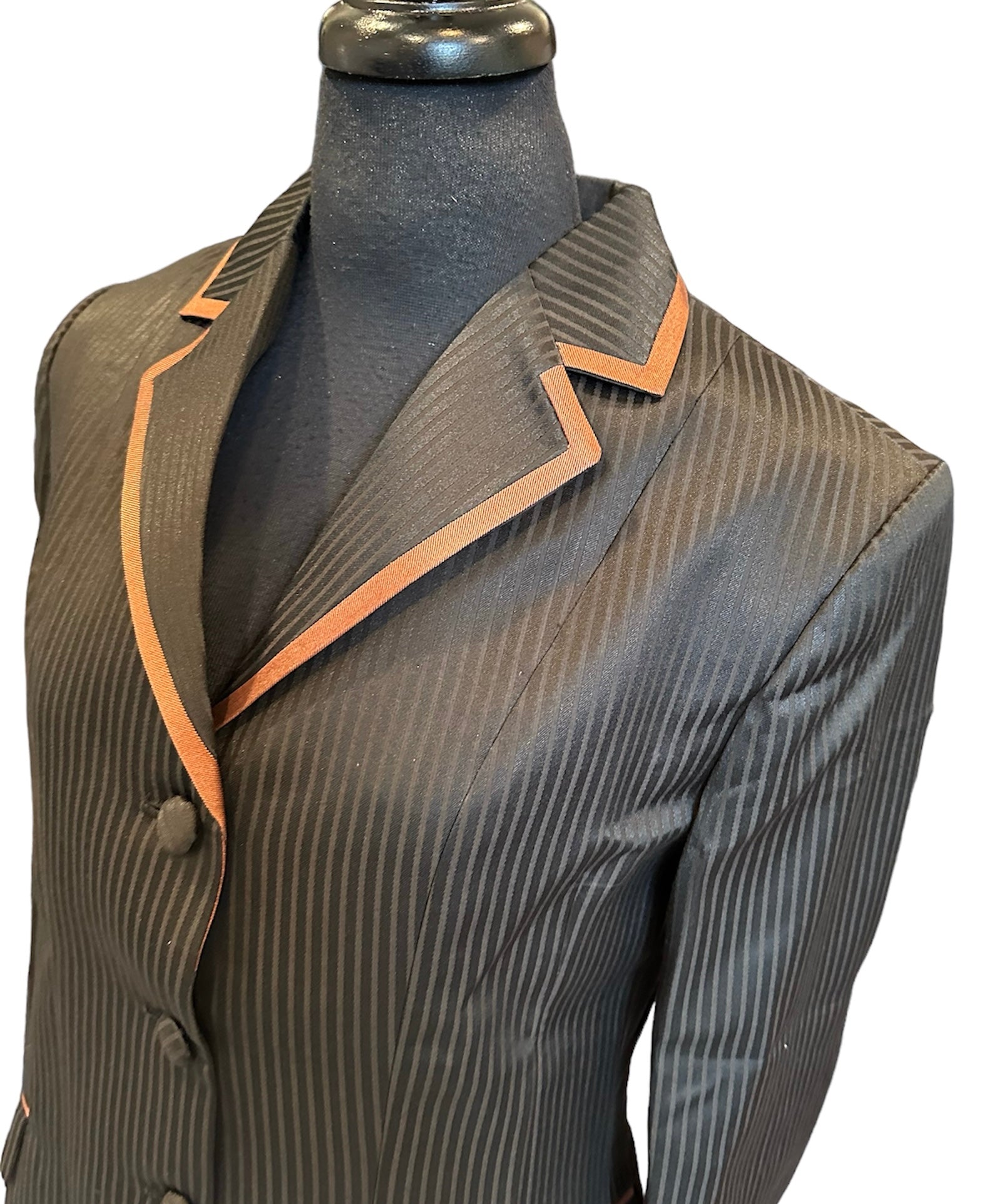 English Show Coat Black Self Stripe with Rust Fabric Code HR-0110