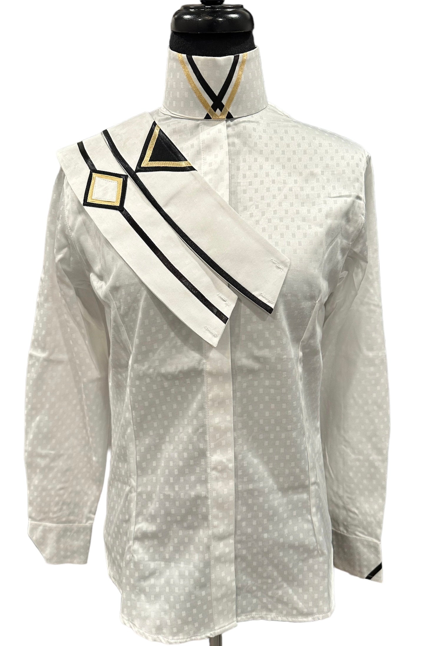 English Show Shirt White with Black and Gold Fabric Code V02
