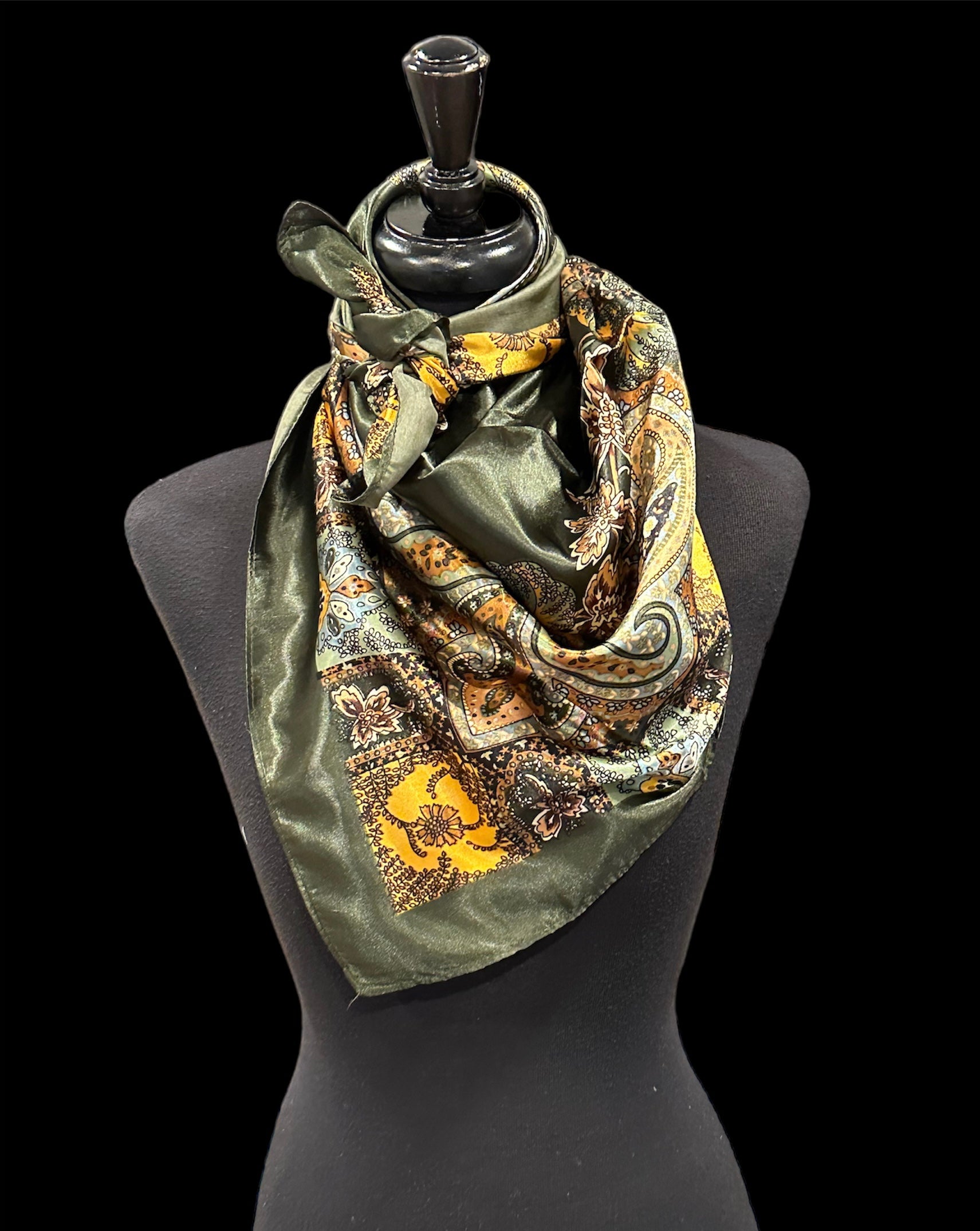 Ranch Scarves Olive Gold Paisley