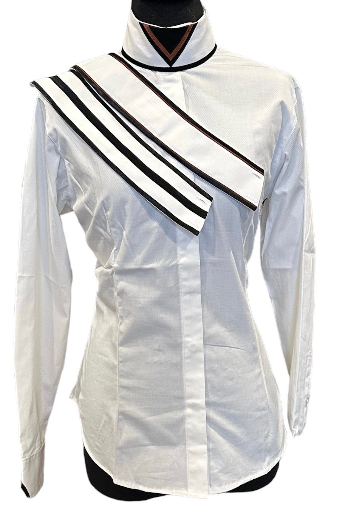 English Show Shirt White with Black and Rust Fabric Code V06/V07