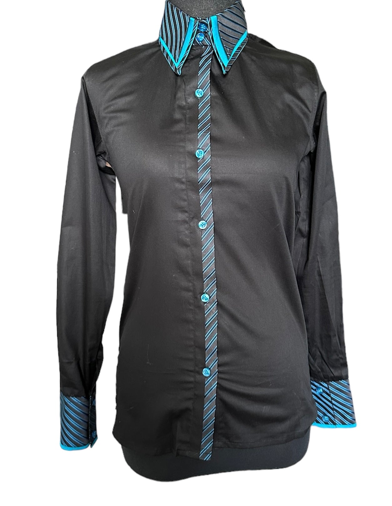 ‼️NEW‼️Western Button Up Black with Teal Silk “ONE ONLY”