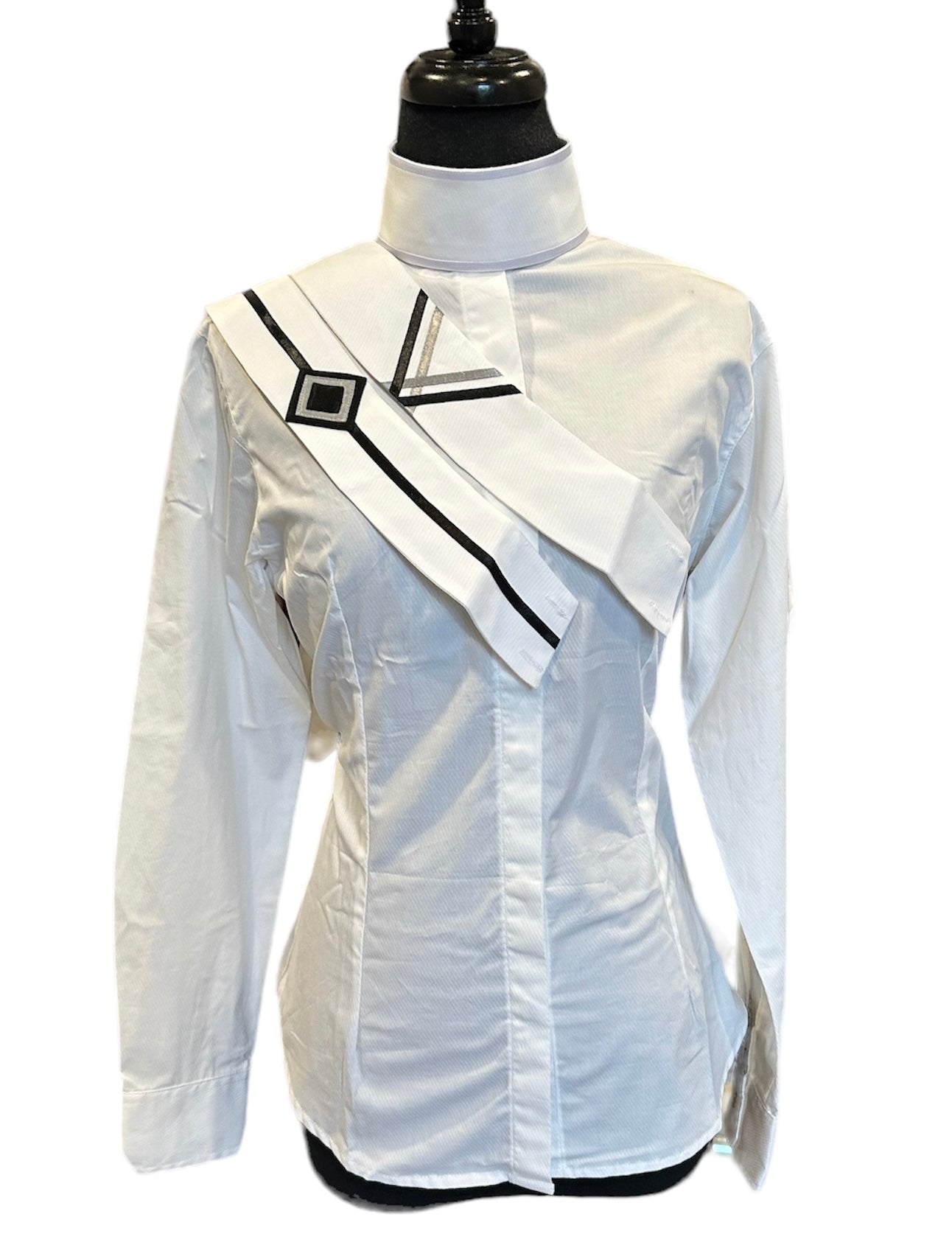 English Show Shirt White with Black and Silver Fabric Code V04