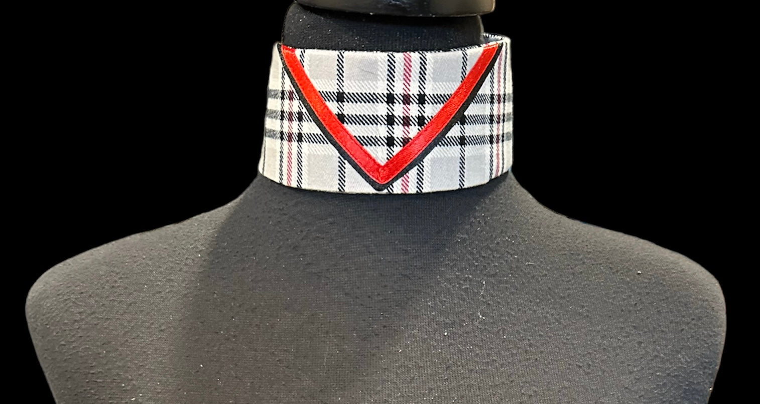 Single Collar Burberry Plaid Ribbon V