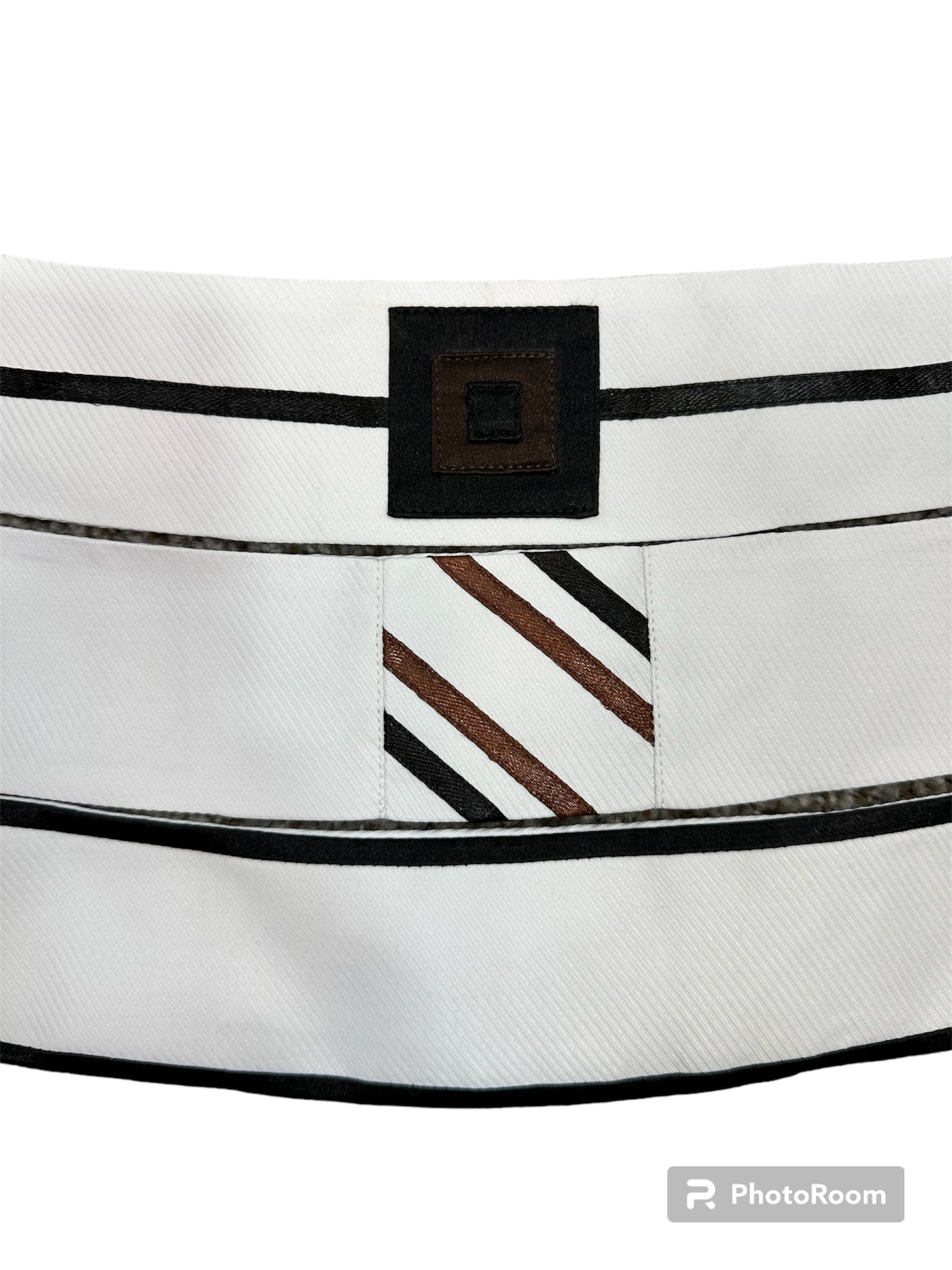 English Show Shirt White with Black and Brown Accents Fabric Code U100
