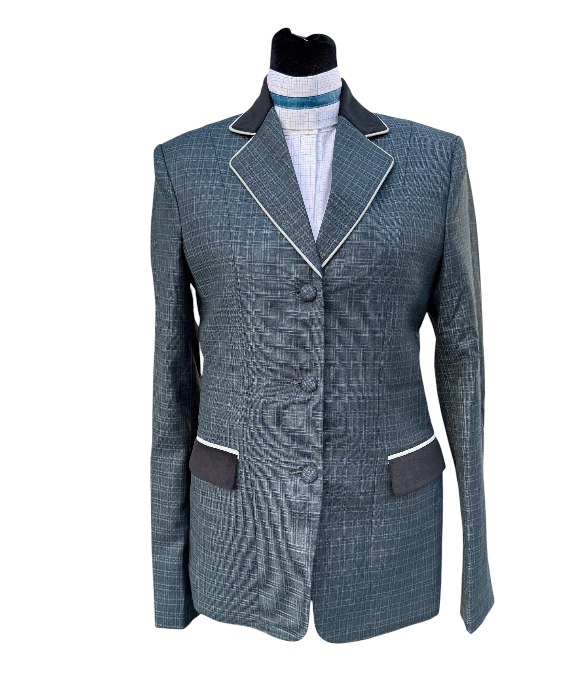 English Show Coat Teal Blue Plaid