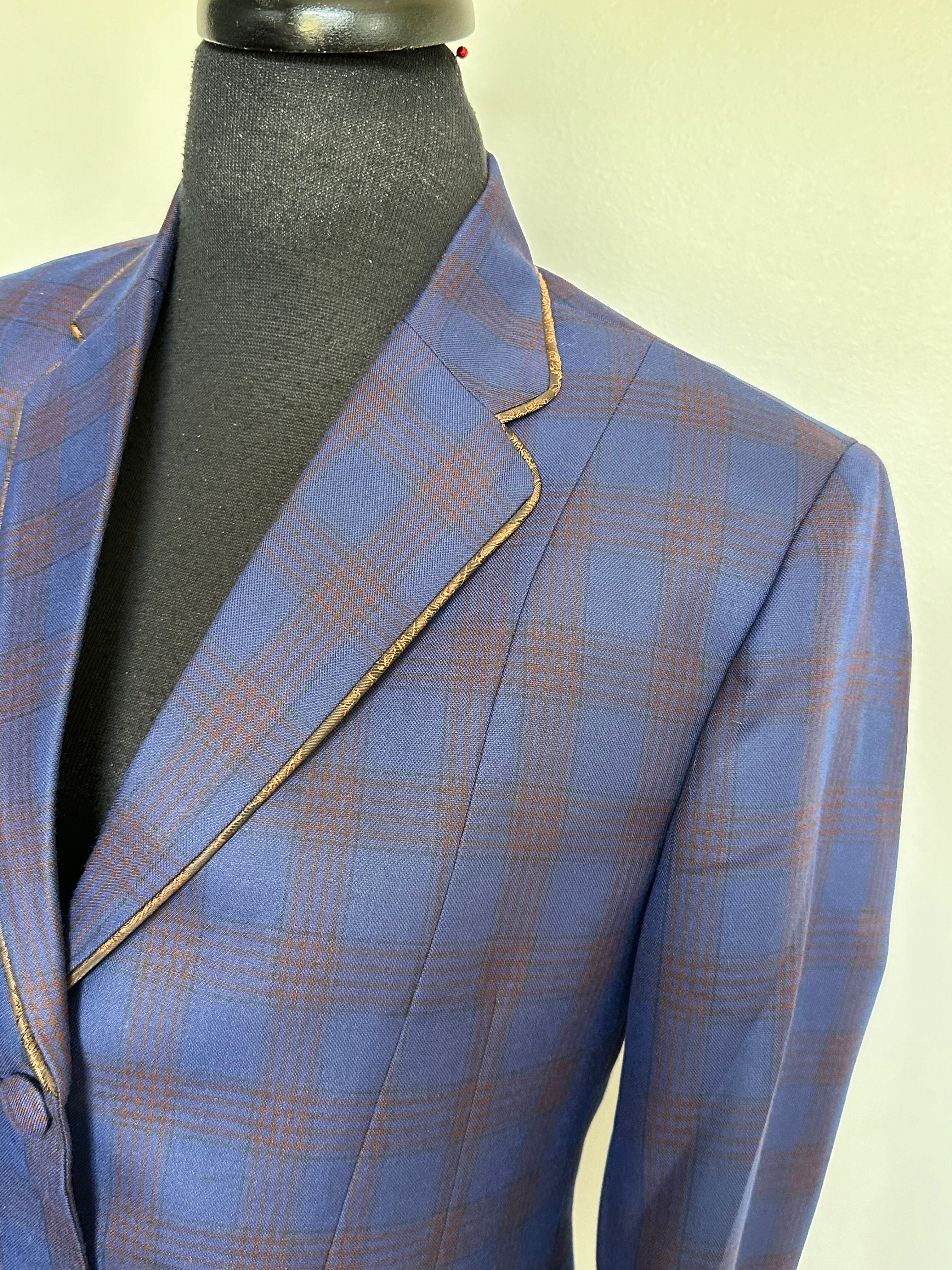 English Show Coat Blue and Bronze Plaid *One Only*