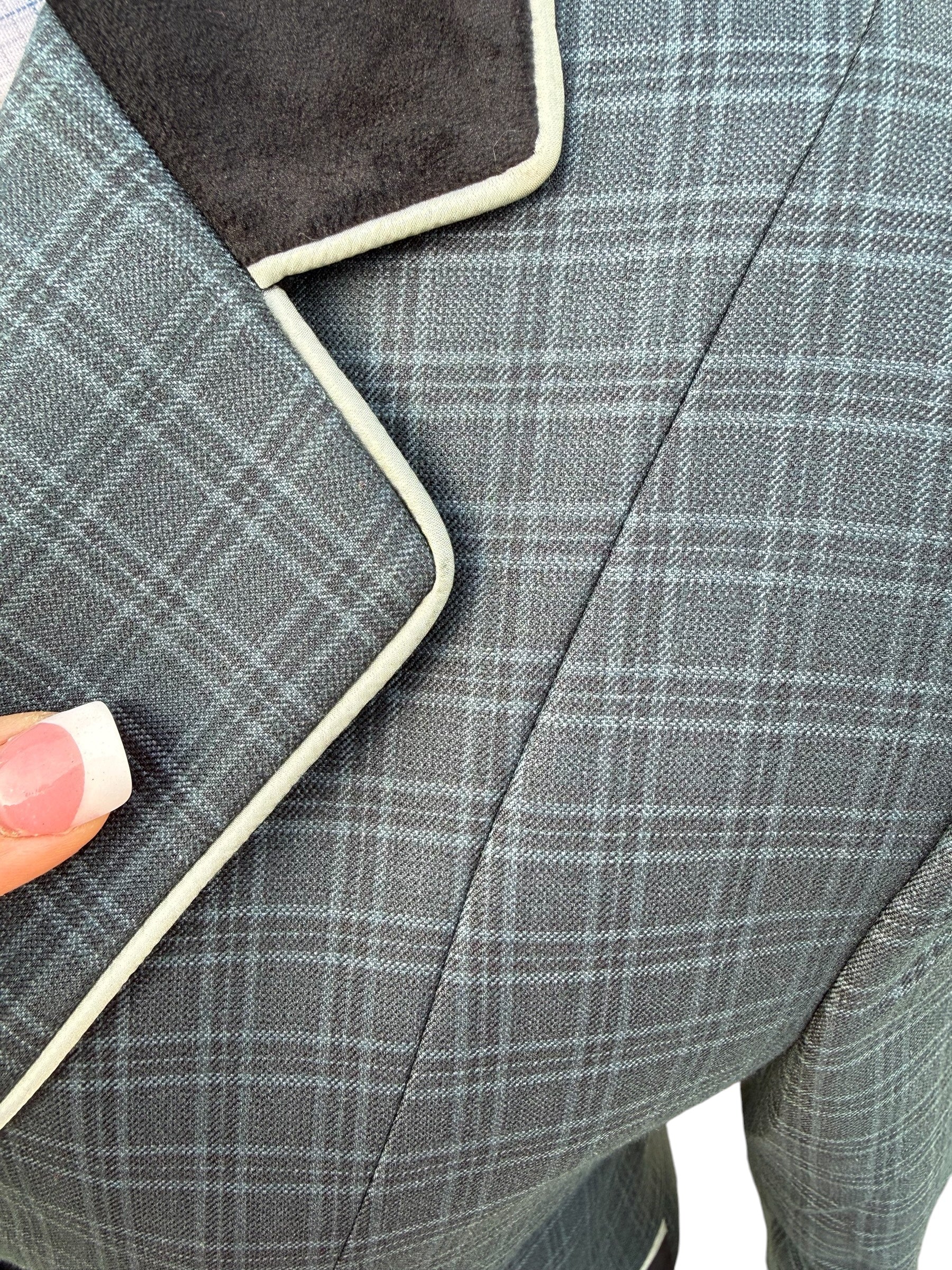 English Show Coat Teal Blue Plaid