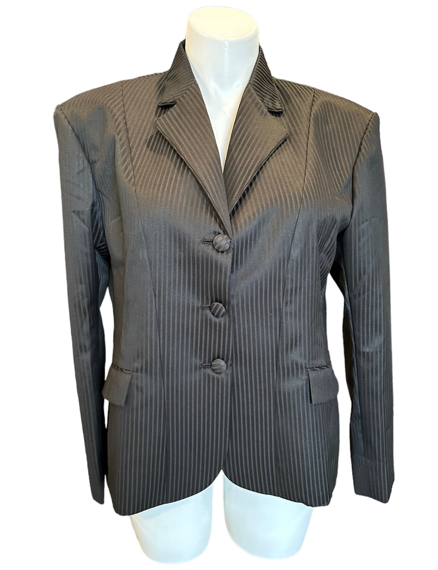 English Show Coat Black Self Stripe Fabric Code HR-0110