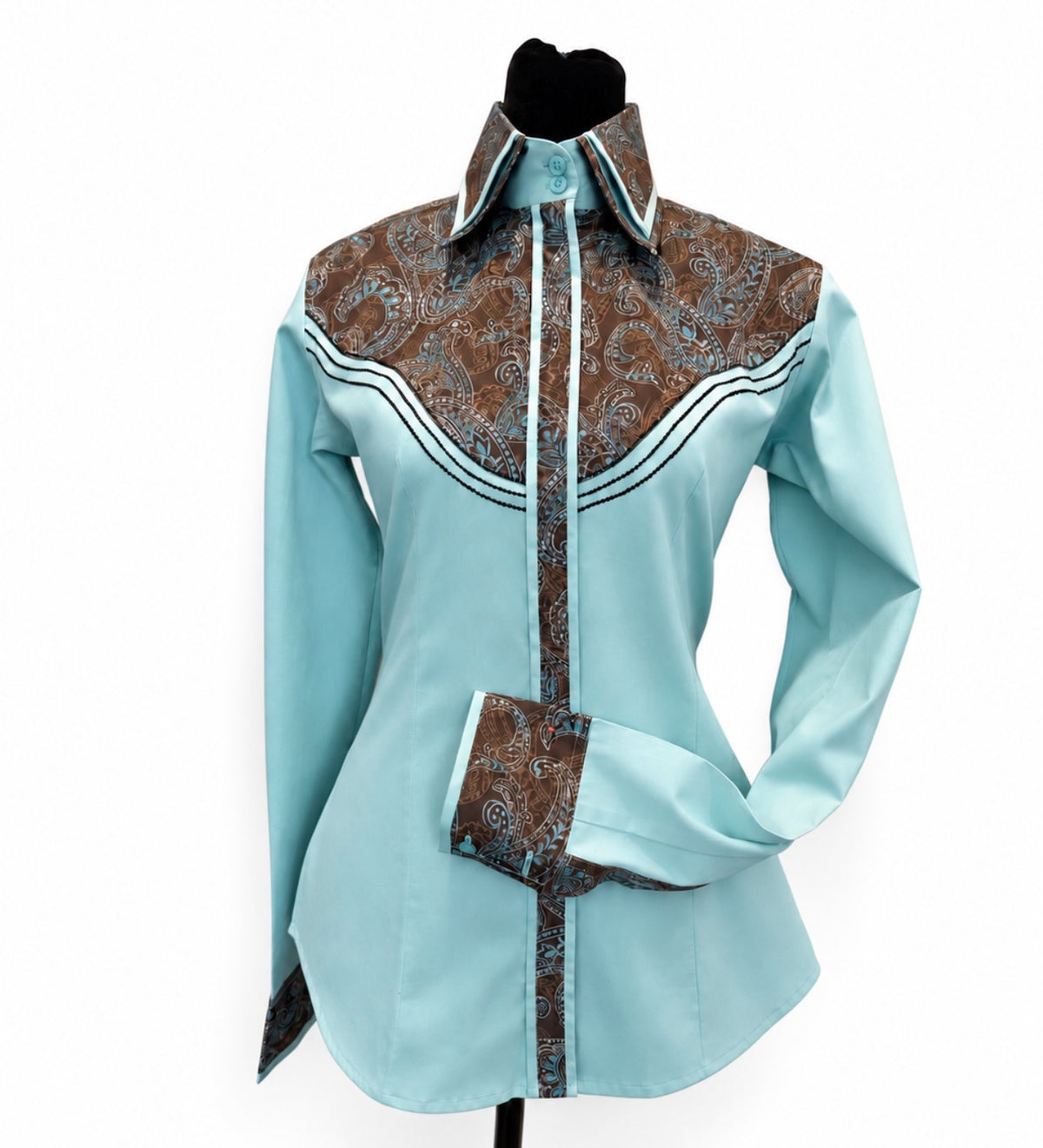 Paisley and Teal Western Shirt   “Hidden Zipper”