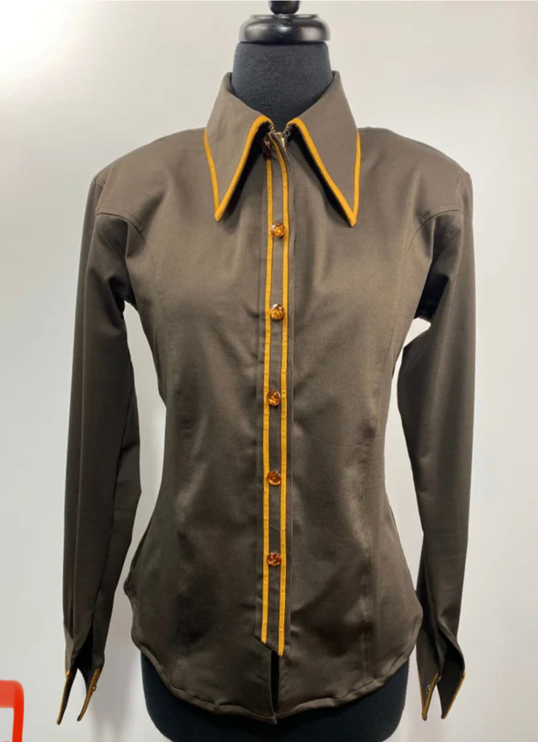 Western Zip Up STRETCH Chocolate Brown and Gold *SALE*